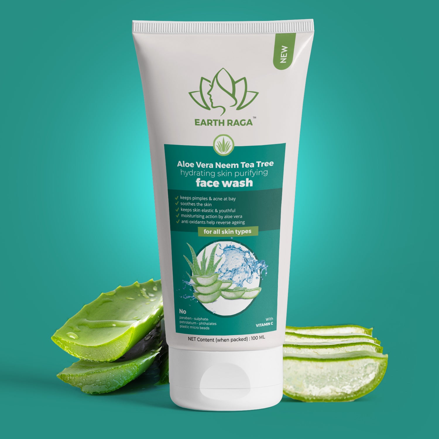 Vitamin E, Hyaluronic Acid (HA) & Raspberry Oil Sunscreen, Aloe Vera Neem Tea Tree Face Wash and Spiced Chai Organic Lip Balm - Super Saver Pack