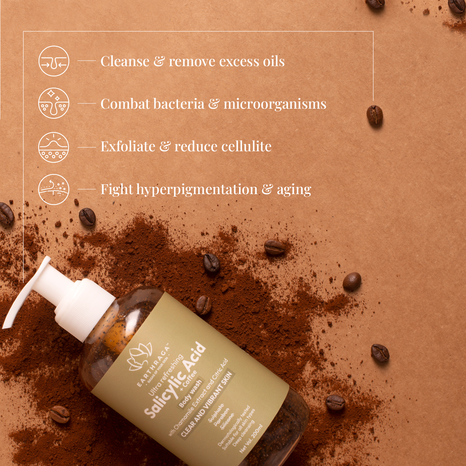 Body Wash Combo - HA+Retinol, Vitamin C and Salicylic Acid + Coffee Body Wash Clears | Clear Clogged Pores Effectively | Makes Skin Tight & Firm | Promotes Even Skin-Tone | Boost Skin Elasticity | Fights Dark Spots | Soothes Sunburn & Redness