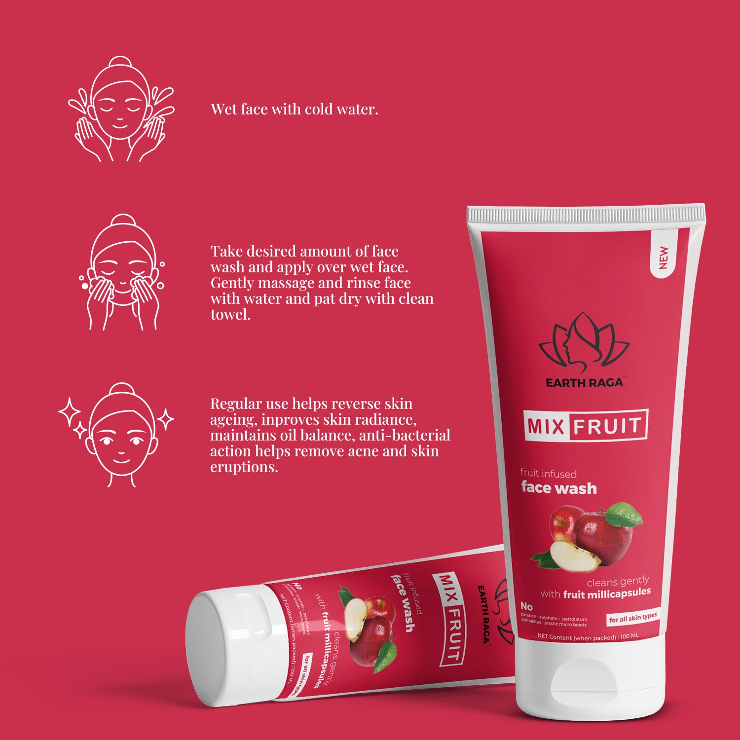 Anti Hairfall Shampoo and Mix Fruit Face Wash Combo | Strengths hair & prevents breakage | Deeply cleanses your scalp |Cleanses pores deeply |Gives clearer, soft and supple skin