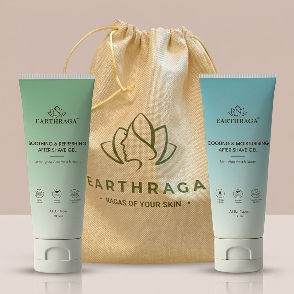 Gift Set - Lemon Grass Aftershave Gel | Mint Glacier After Shave Gel Moisturizes Skin | 100ml X 2