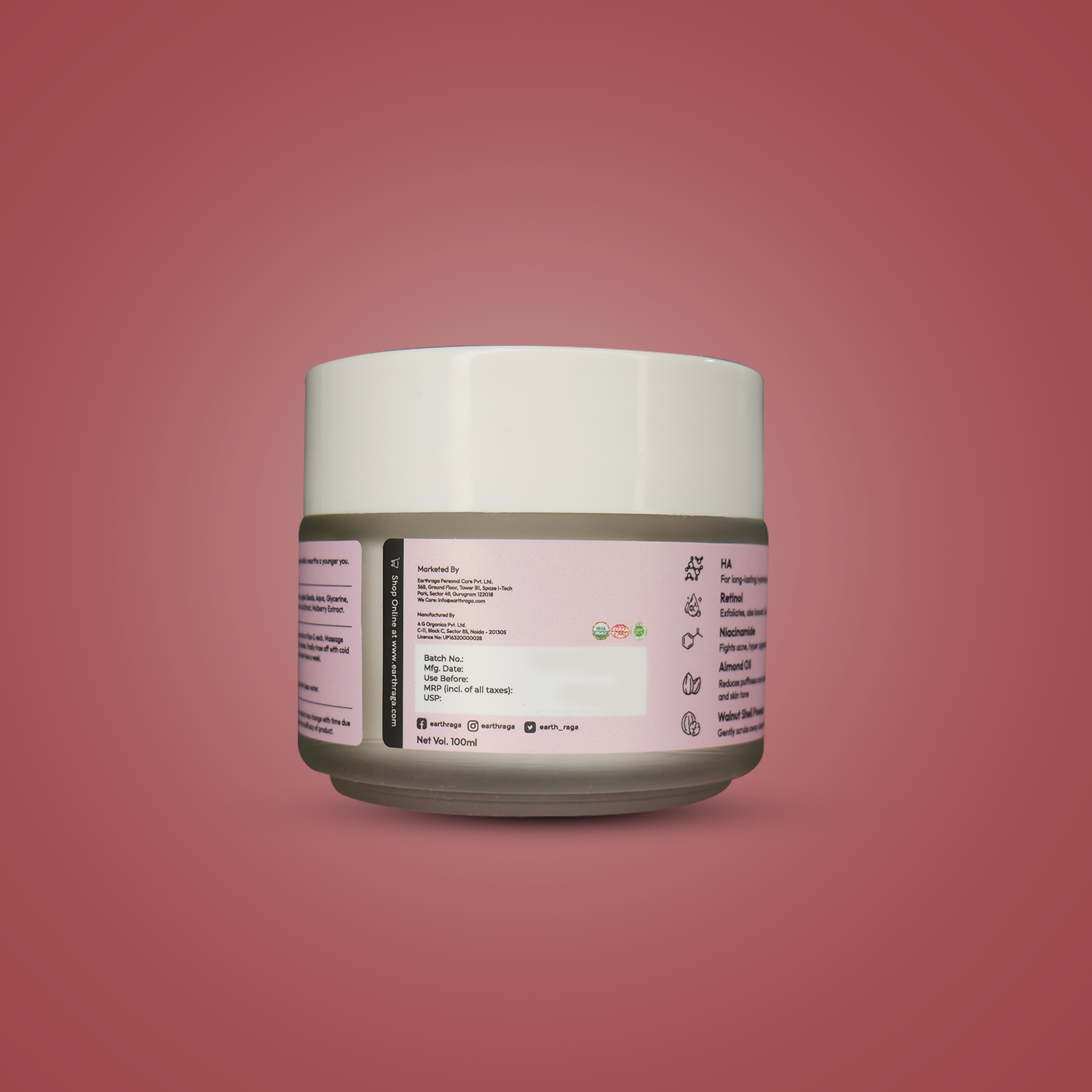 HA + Retinol Face Scrub | Clears Clogged Pores | Fades Wrinkles | Brightens Skin | Removes Tan | 100ml