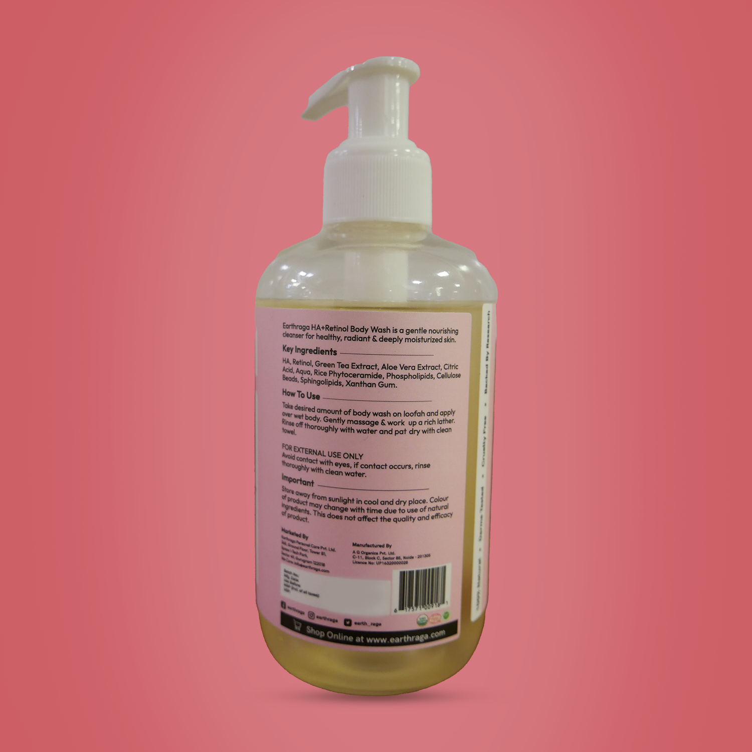 Retinol Body Wash with Hyaluronic Acid for skin elasticity | Cleanse Deeply | Boost Skin Elasticity | Fights Dark Spots | Soothes Sunburn & Redness | 200ml