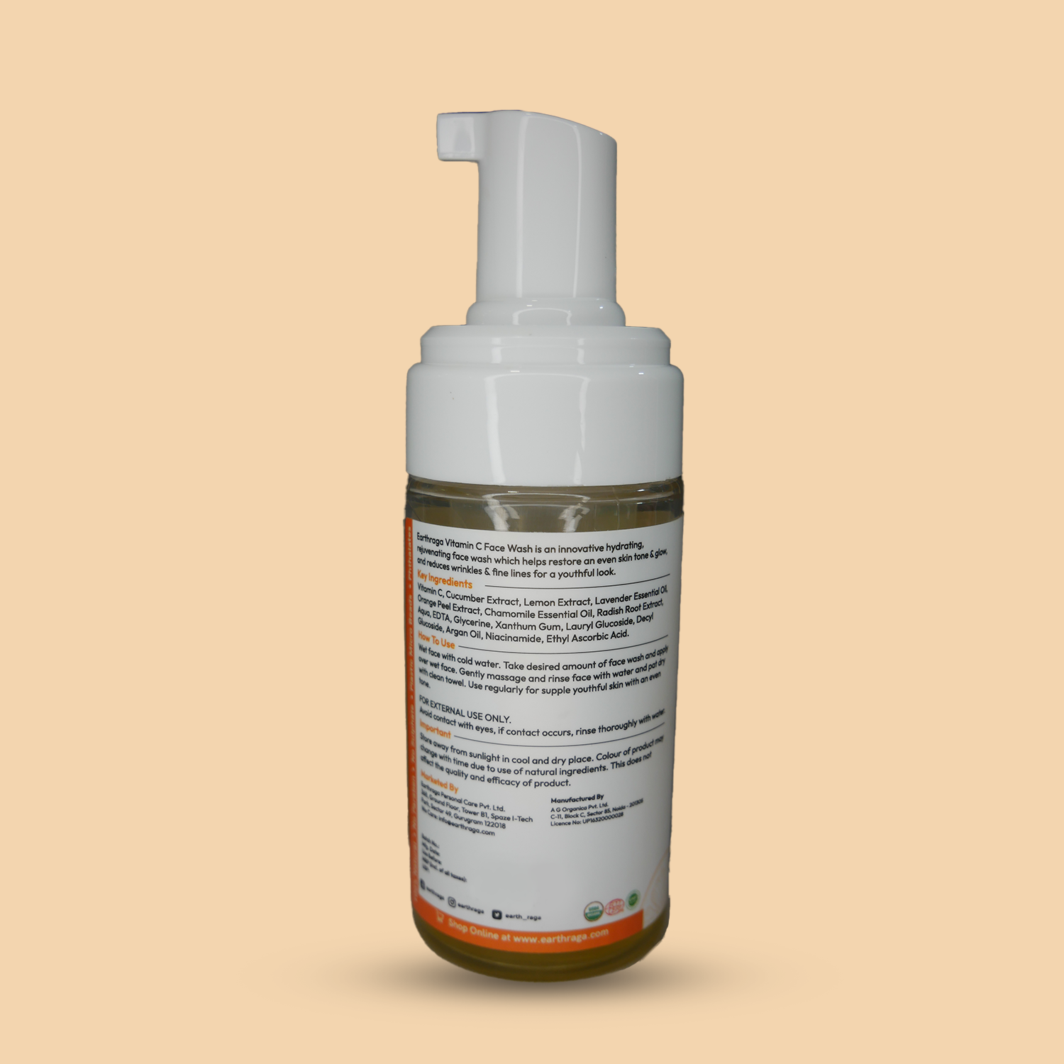 Vitamin C Foaming Face Wash | Excess Oil Control | Minimizes Skin Puffiness | Fades Dark Spots | 100ml