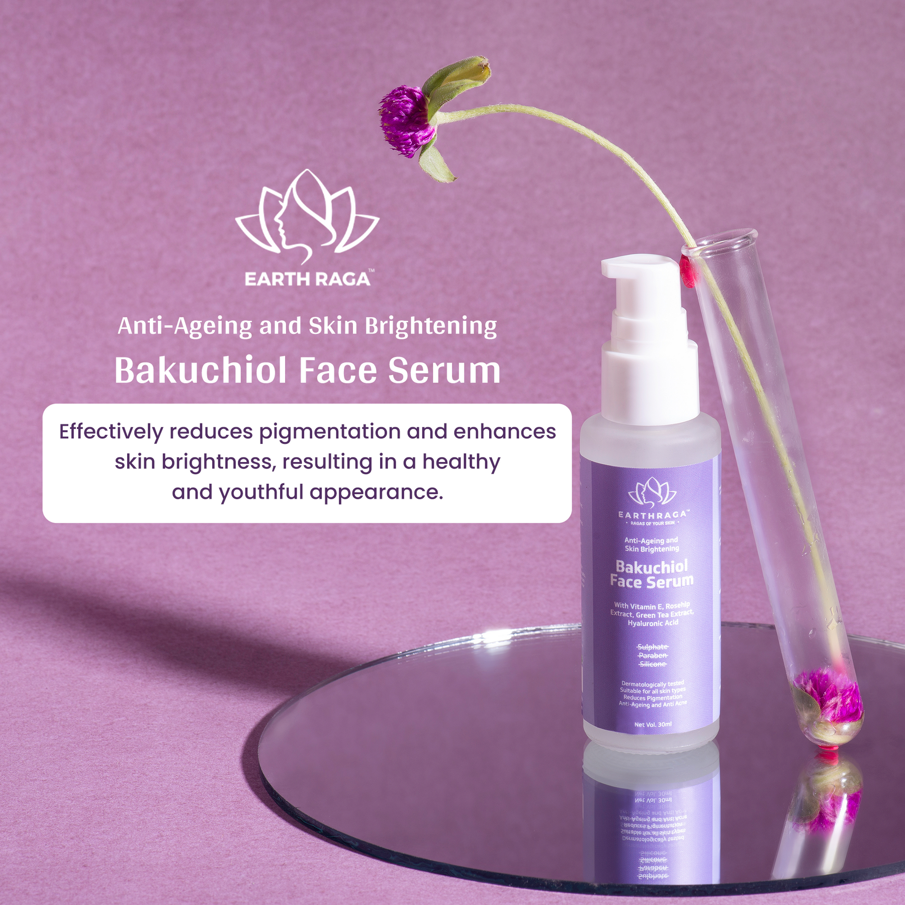 Bakuchiol Face Serum | Treats Fine Lines & Wrinkles | Repairs Skin | Minimizes Pores | Reduces Pigmentation | 30ml