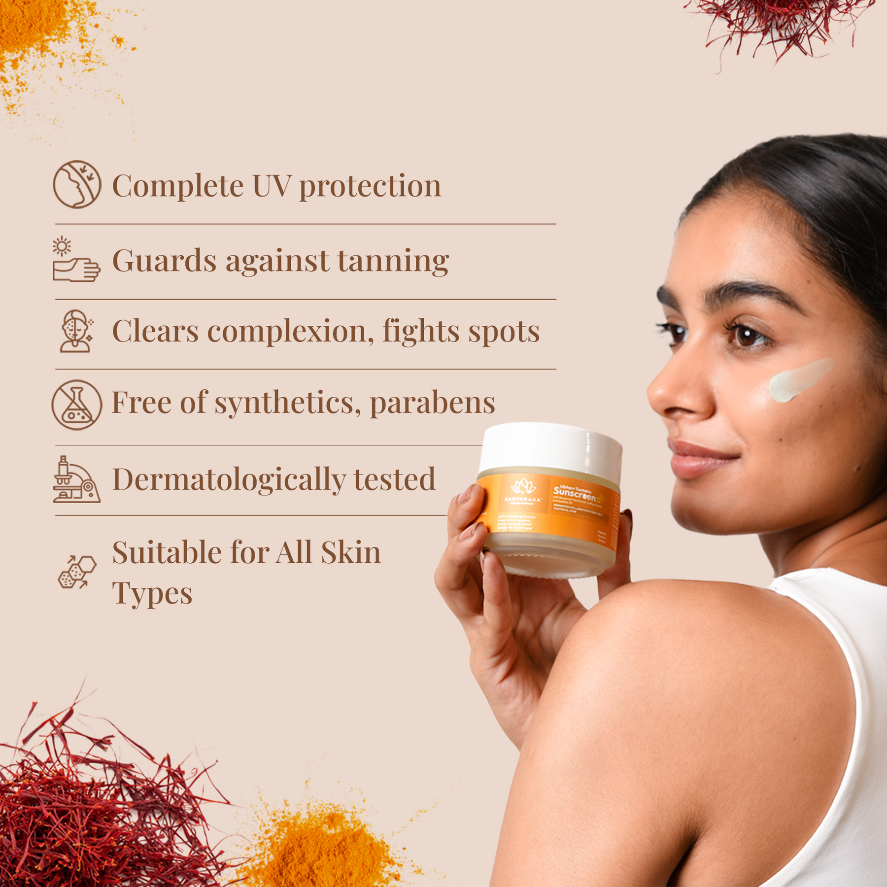 Ubtan + Turmeric Sunscreen SPF50 Matte | Provides Barrier Against Sun Damage | Delays Skin Ageing | Treats Acne & Blemishes | 100ml