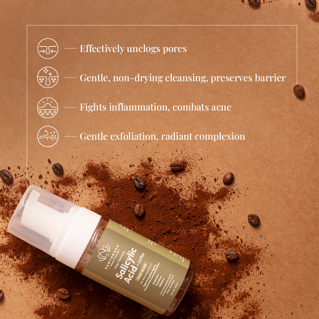 Deep Cleansing Salicylic Acid + Coffee Foaming Face Wash | Exfoliating Cleanser | Removes Blackheads | 100ml