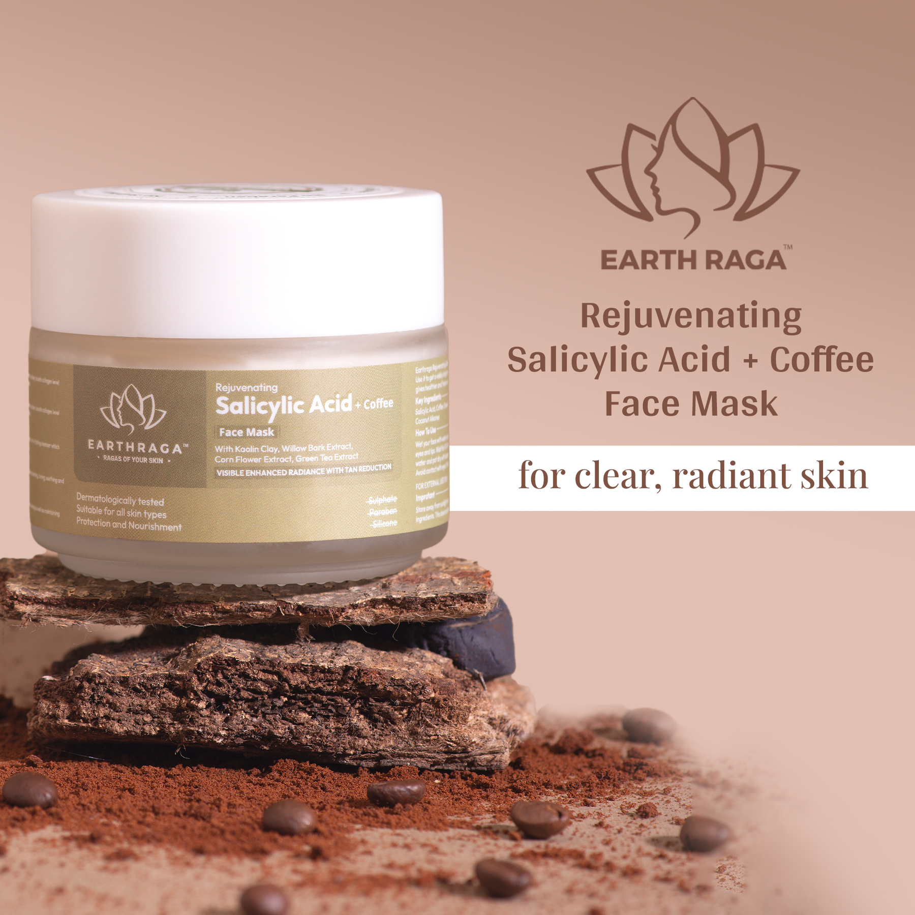 Rejuvenating Salicylic Acid + Coffee Face Mask | Removes Dead Skin Cells | Fades Acne & Blemishes | 100gm