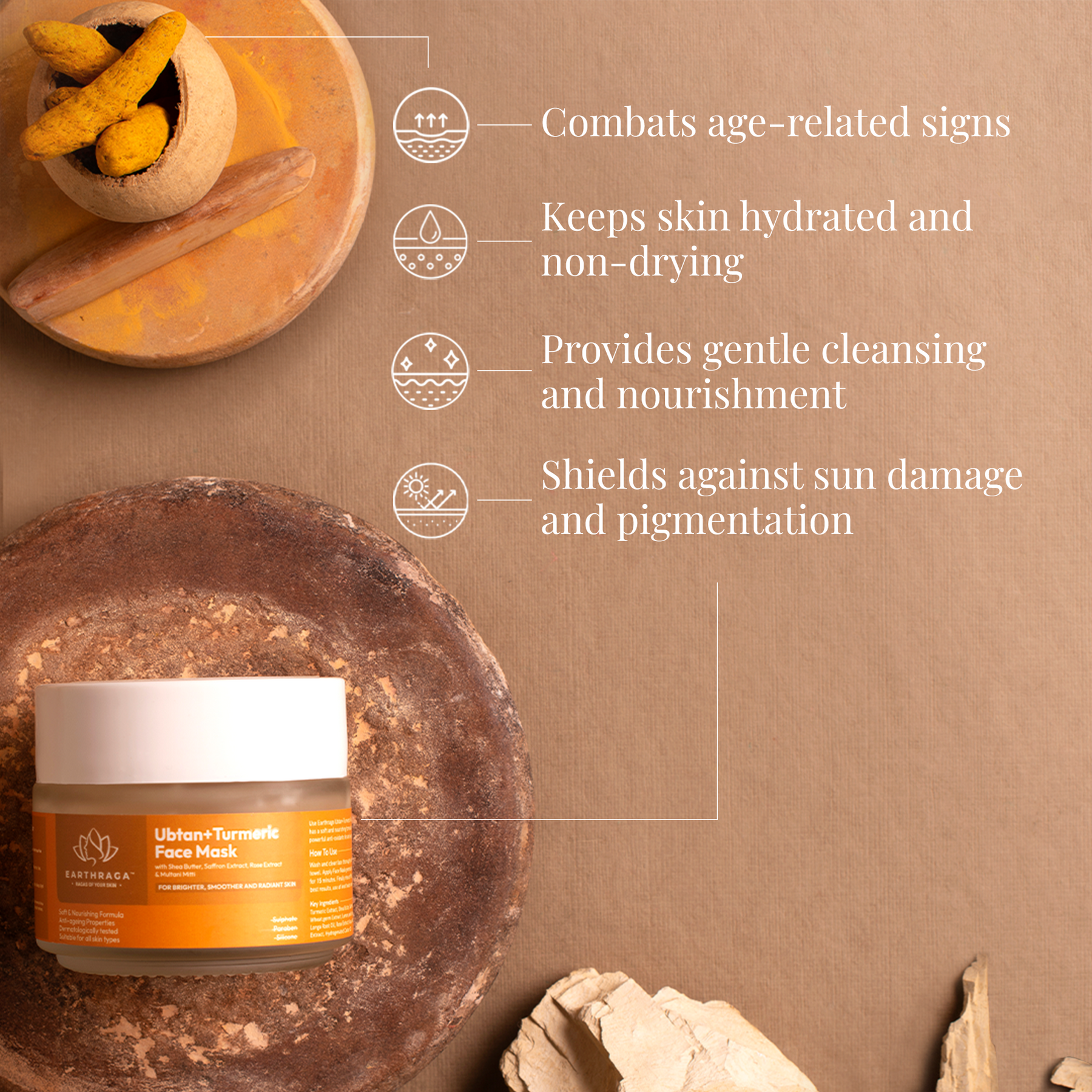 Ubtan + Turmeric Face Mask | Deep Cleansing With Mild Exfoliation | Makes Skin Soft And Bright | 100gm