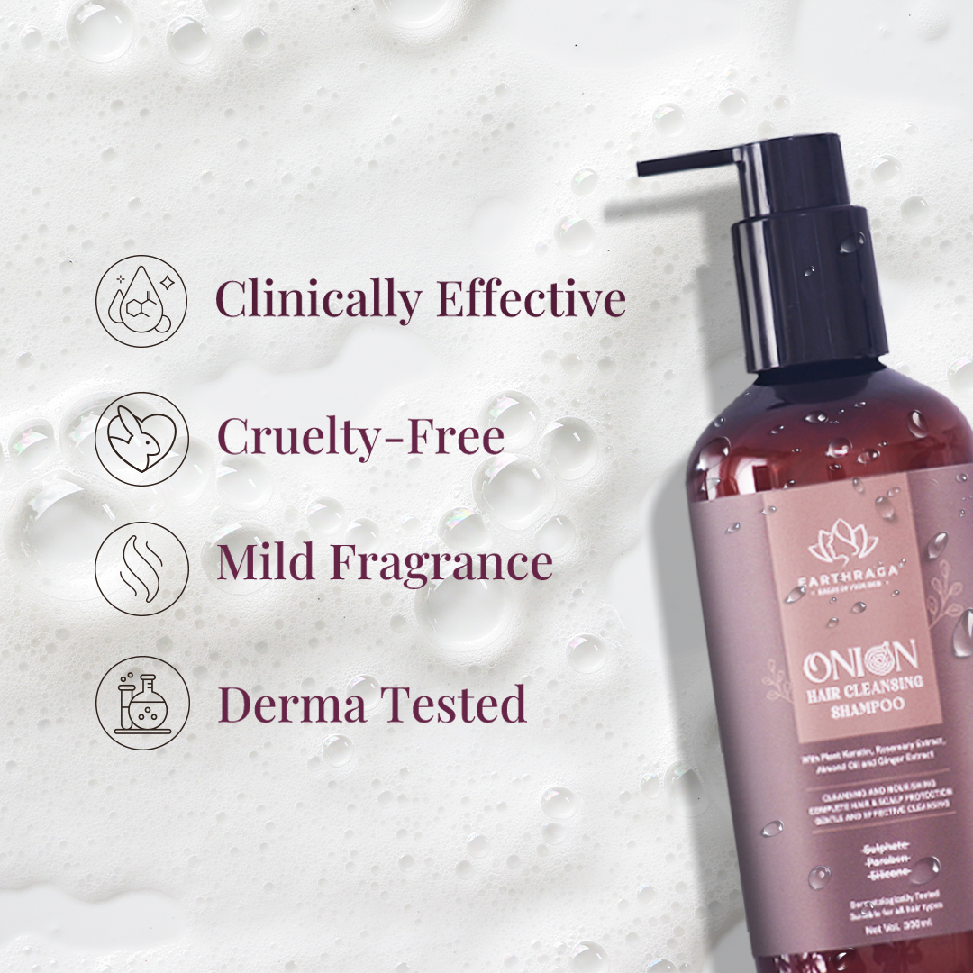 Onion Hair Cleansing Shampoo | Strengthens Hair Strands | Cleanses & Nourishes Hair Roots | Provides Silky & Shiny Hair | 300ml