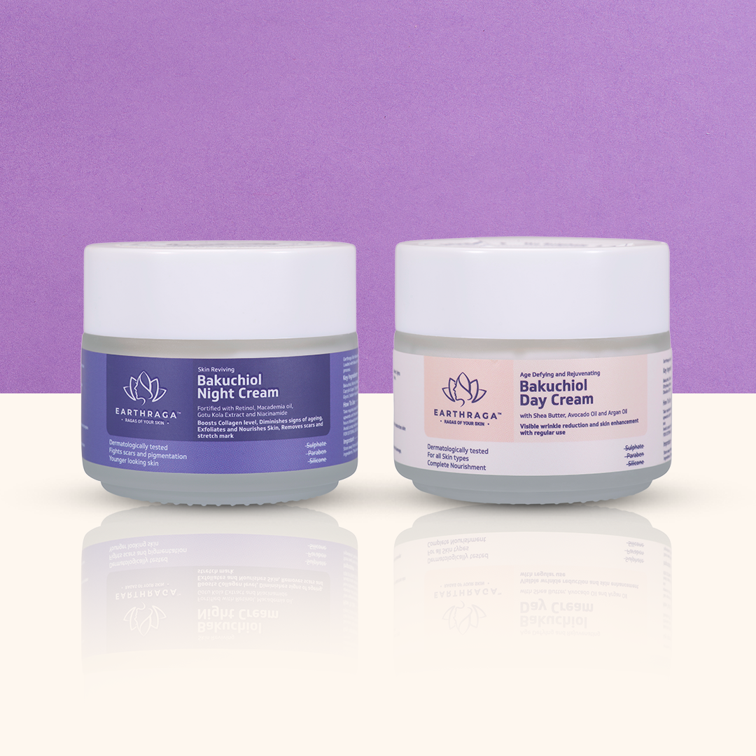Bakuchiol Day Cream & Night Cream Combo | Improves Skin Elasticity & Reduce Wrinkles | Moisturizes Skin | Exfoliates & Nourishes Skin | Minimizes Scars & Stretch Marks | Rich In Antioxidants | 200gm