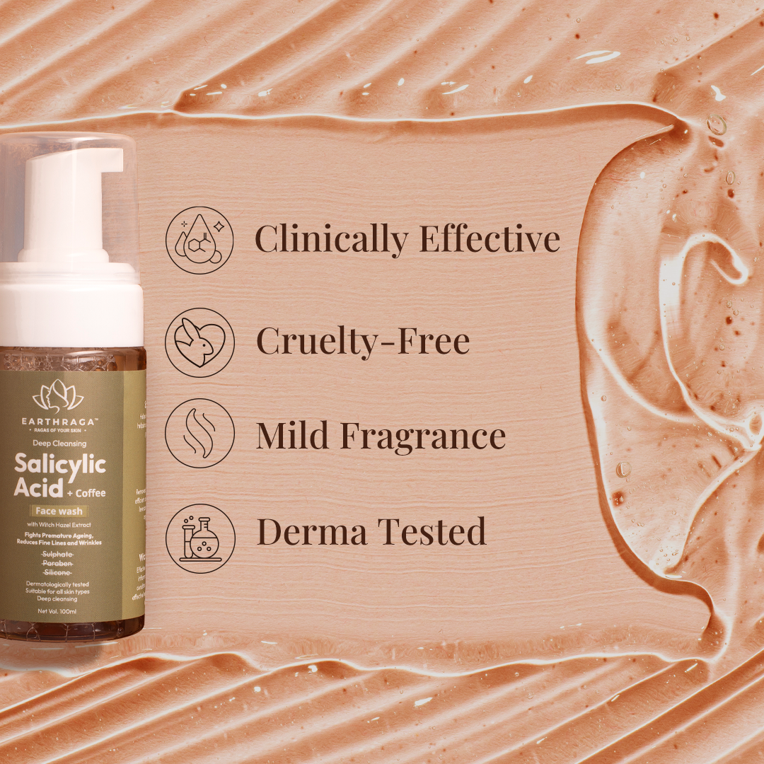 Deep Cleansing Salicylic Acid + Coffee Foaming Face Wash | Exfoliating Cleanser | Removes Blackheads | 100ml