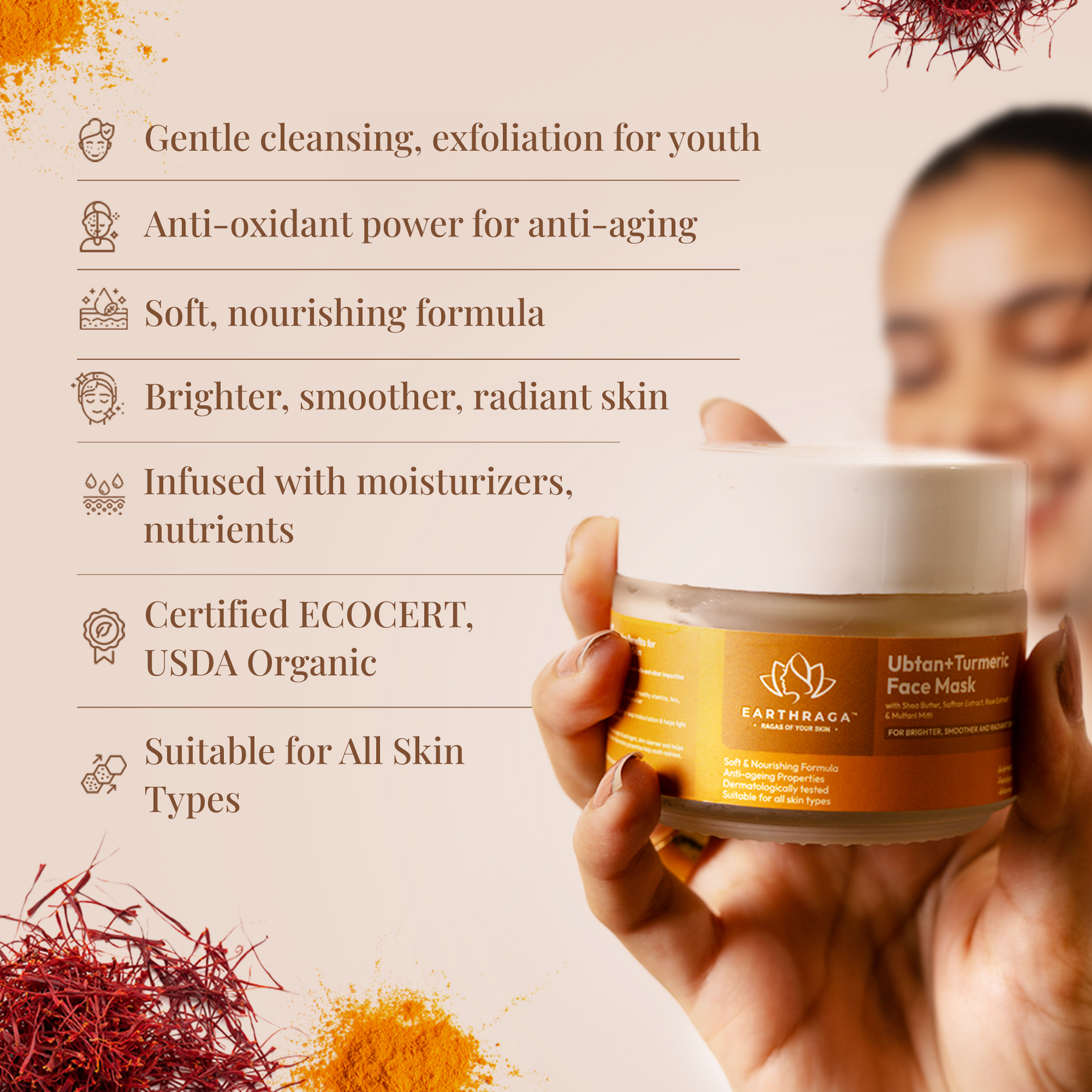 Ubtan + Turmeric Face Mask | Deep Cleansing With Mild Exfoliation | Makes Skin Soft And Bright | 100gm
