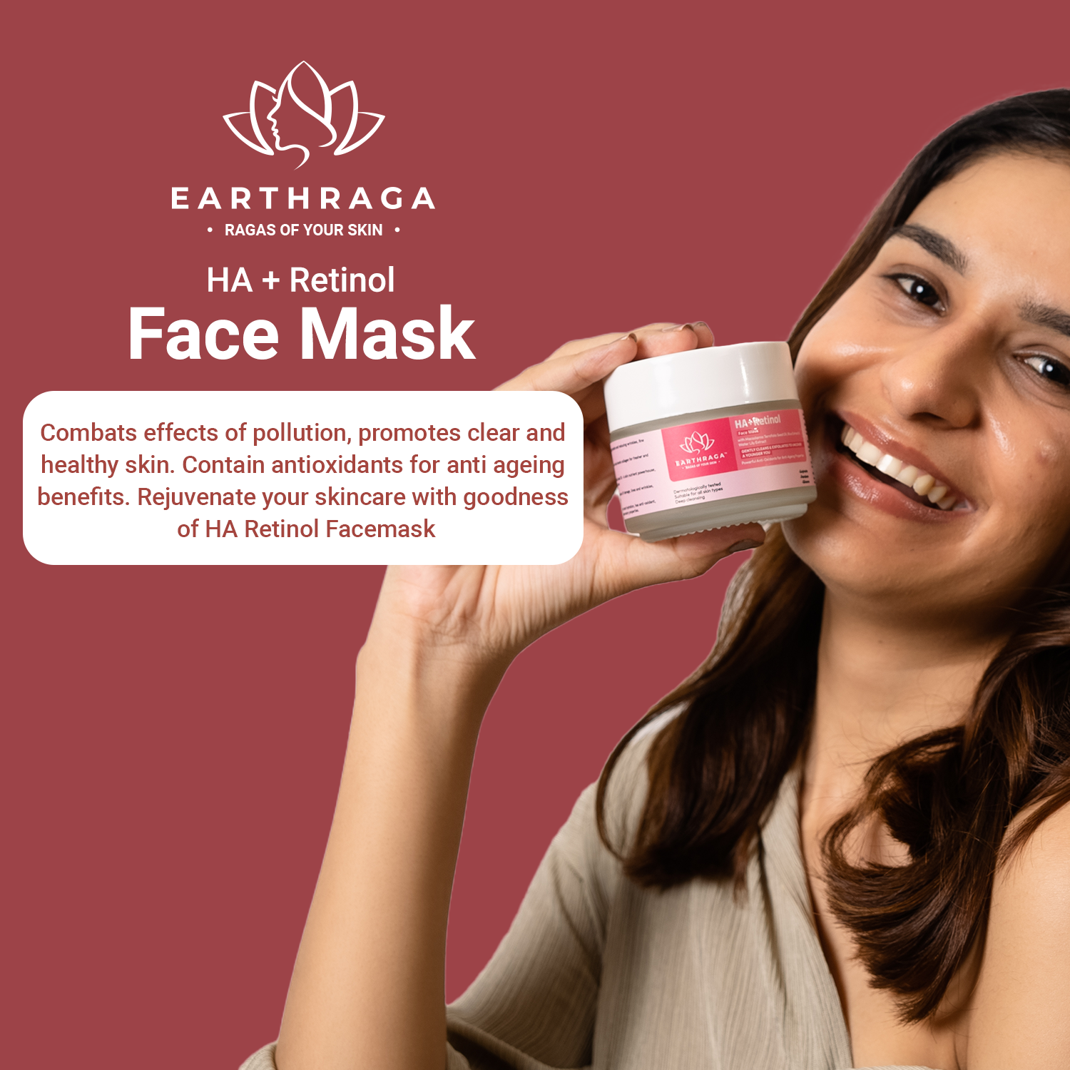 Hyaluronic Acid Face Mask With Retinol For Clear Skin Earthraga