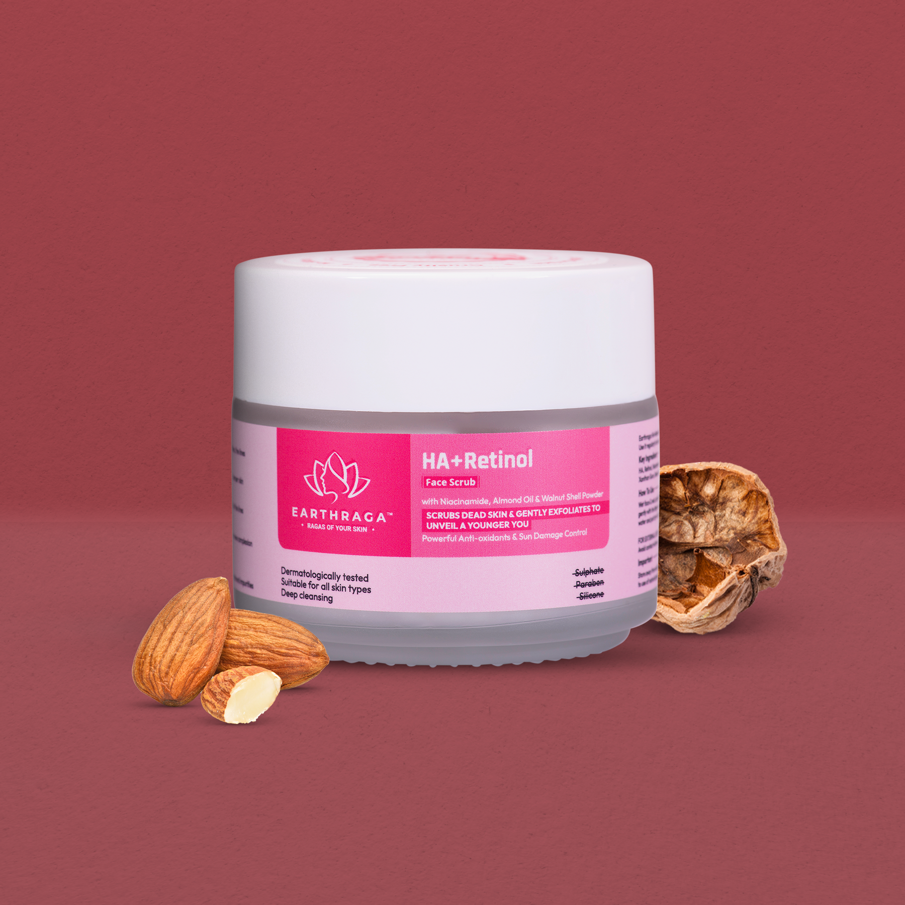 HA + Retinol Face Scrub | Clears Clogged Pores | Fades Wrinkles | Brightens Skin | Removes Tan | 100ml