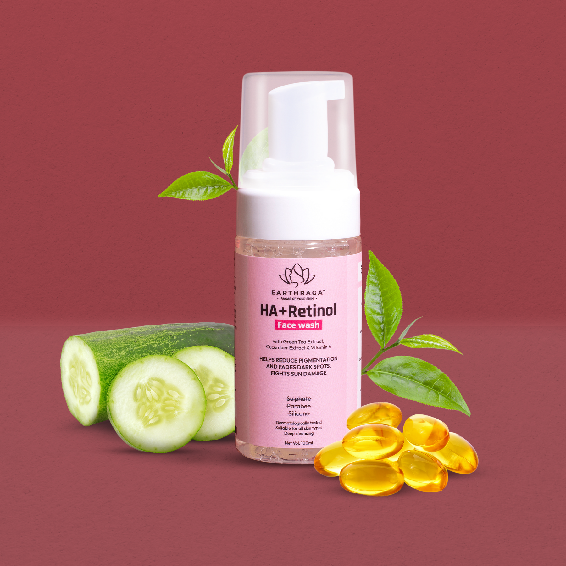 HA + Retinol Foaming Face Wash | Anti-Wrinkle Age-Defying | Moisturizes & Fades Dark Spots | 100ml