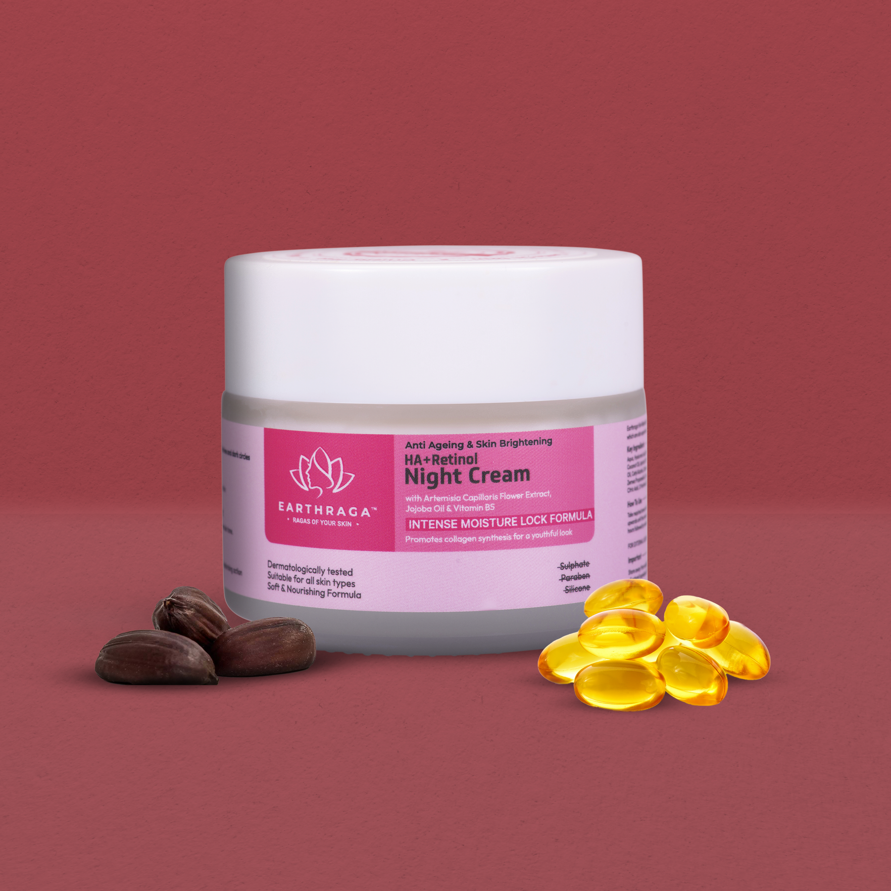Anti Ageing & Skin Brightening HA+Retinol Night Cream | Locks Moisture In Skin | Reduces Pores | Evens Skin-Tone | 100ml
