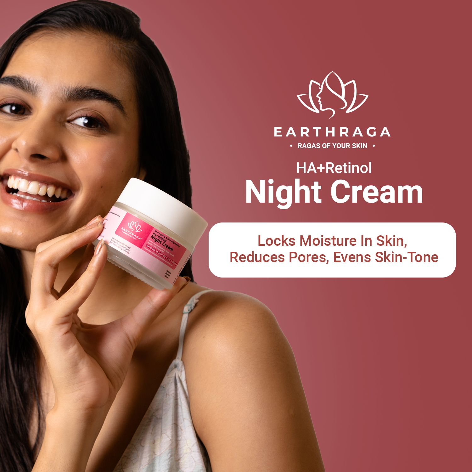 Anti Ageing & Skin Brightening HA+Retinol Night Cream | Locks Moisture In Skin | Reduces Pores | Evens Skin-Tone | 100ml