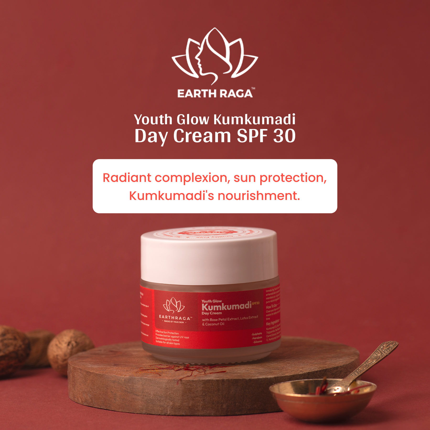 Youth Glow Kumkumadi Day Cream SPF 30 | Shields Skin From Sun Rays | Reduces Wrinkles |Treats Pigmentation | Brightens Skin | 100gm