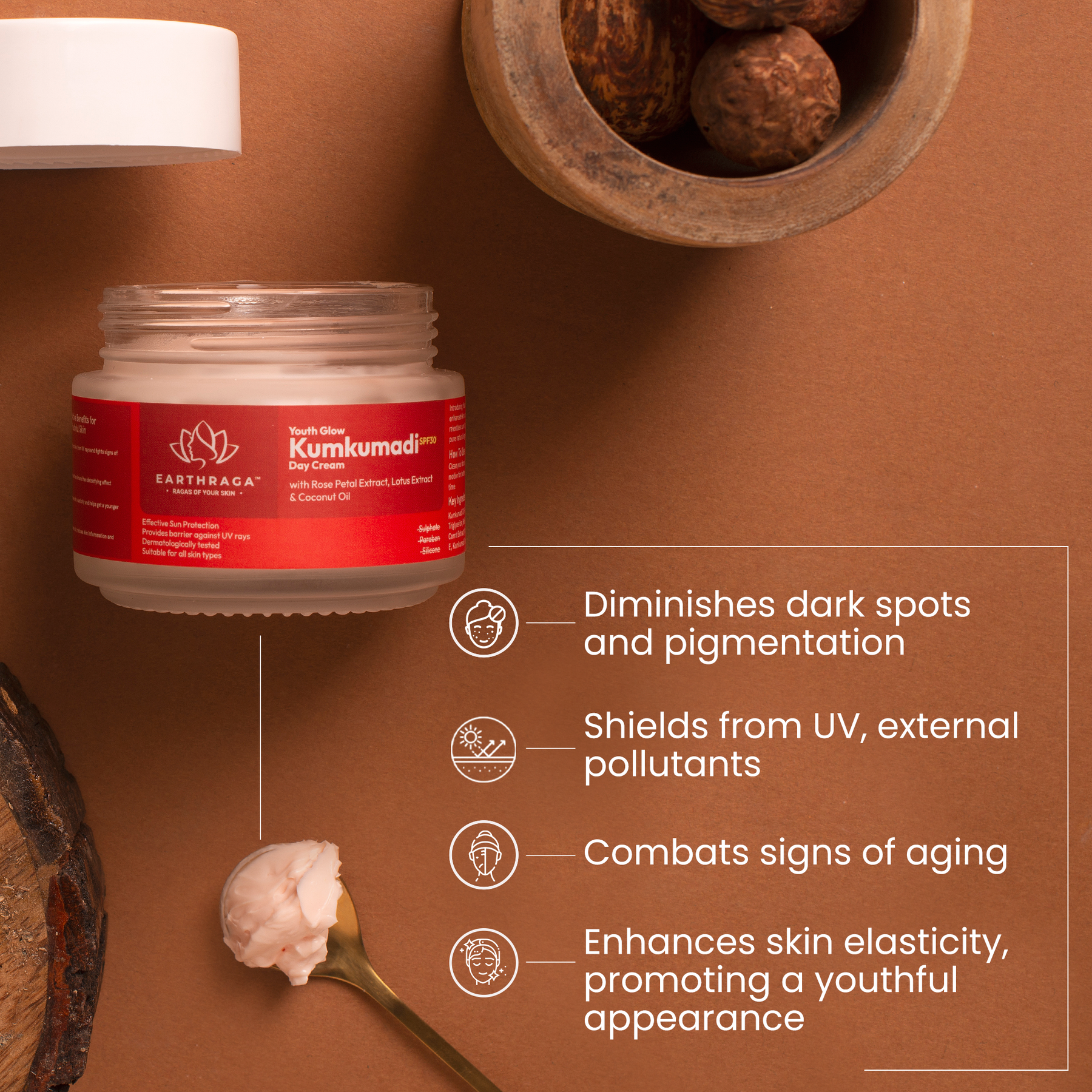 Youth Glow Kumkumadi Day Cream SPF 30 | Shields Skin From Sun Rays | Reduces Wrinkles |Treats Pigmentation | Brightens Skin | 100gm