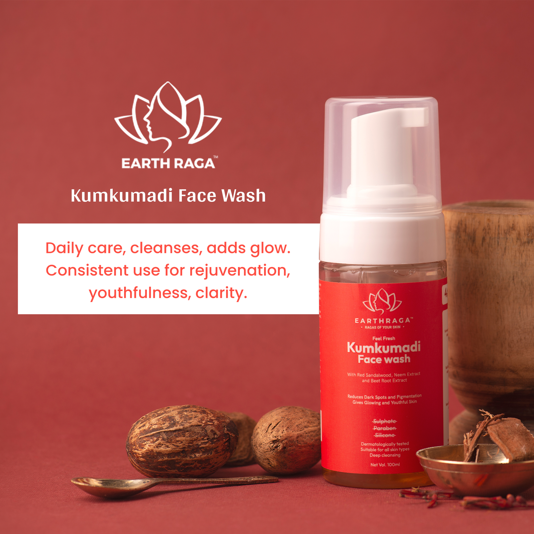 Feel Fresh Kumkumadi Foaming Face Wash | Hydrates & Moisturizes | Reduces Tan | Boosts Skin Radiance | 100ml