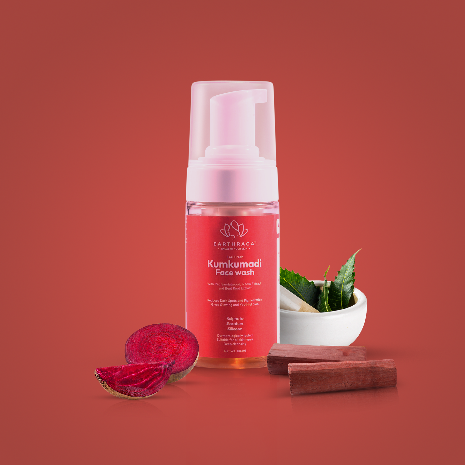 Feel Fresh Kumkumadi Foaming Face Wash | Hydrates & Moisturizes | Reduces Tan | Boosts Skin Radiance | 100ml