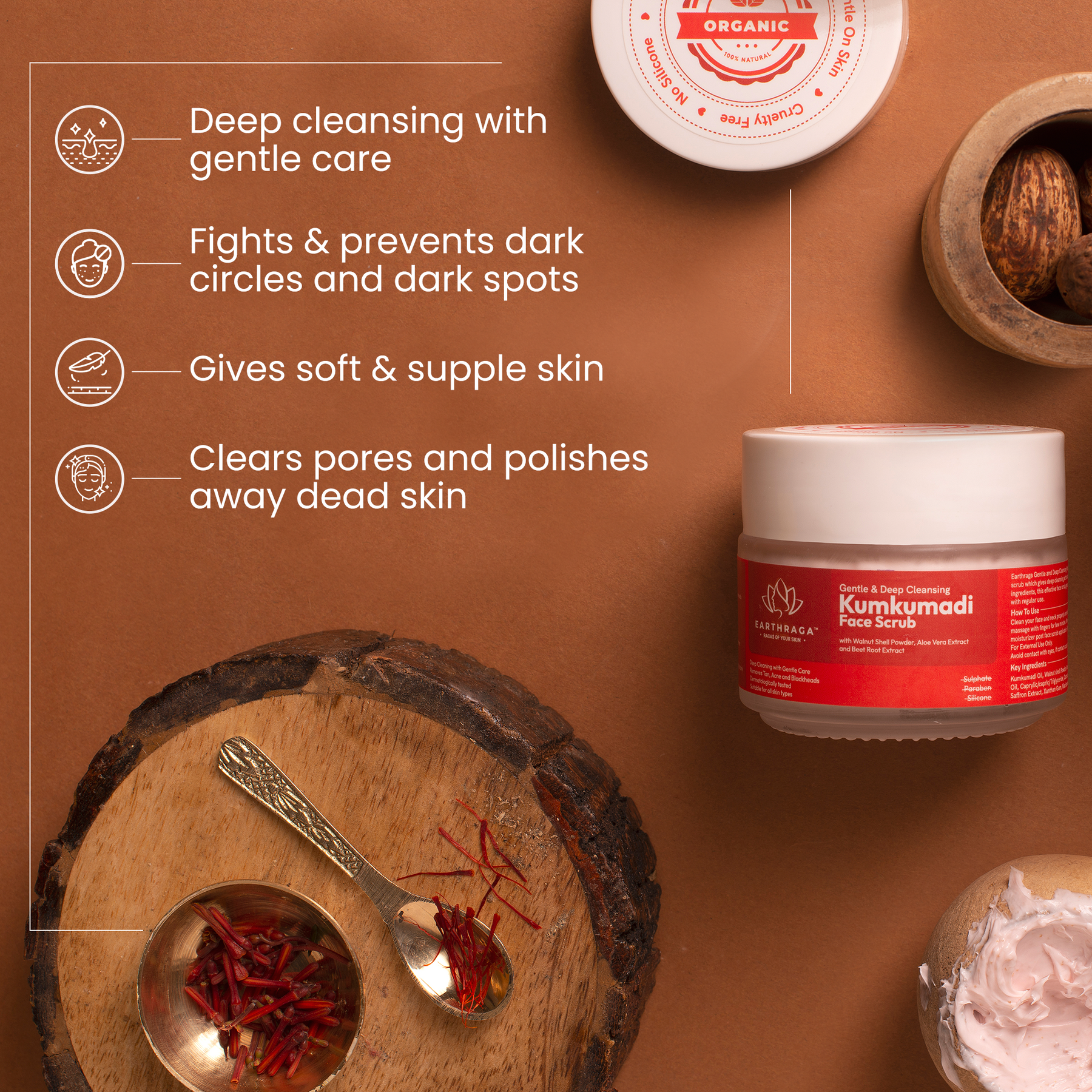 Gentle & Deep Cleansing Kumkumadi Face Scrub | Exfoliates Skin With Tan Removal | Prevents Dark Circles | 100ml