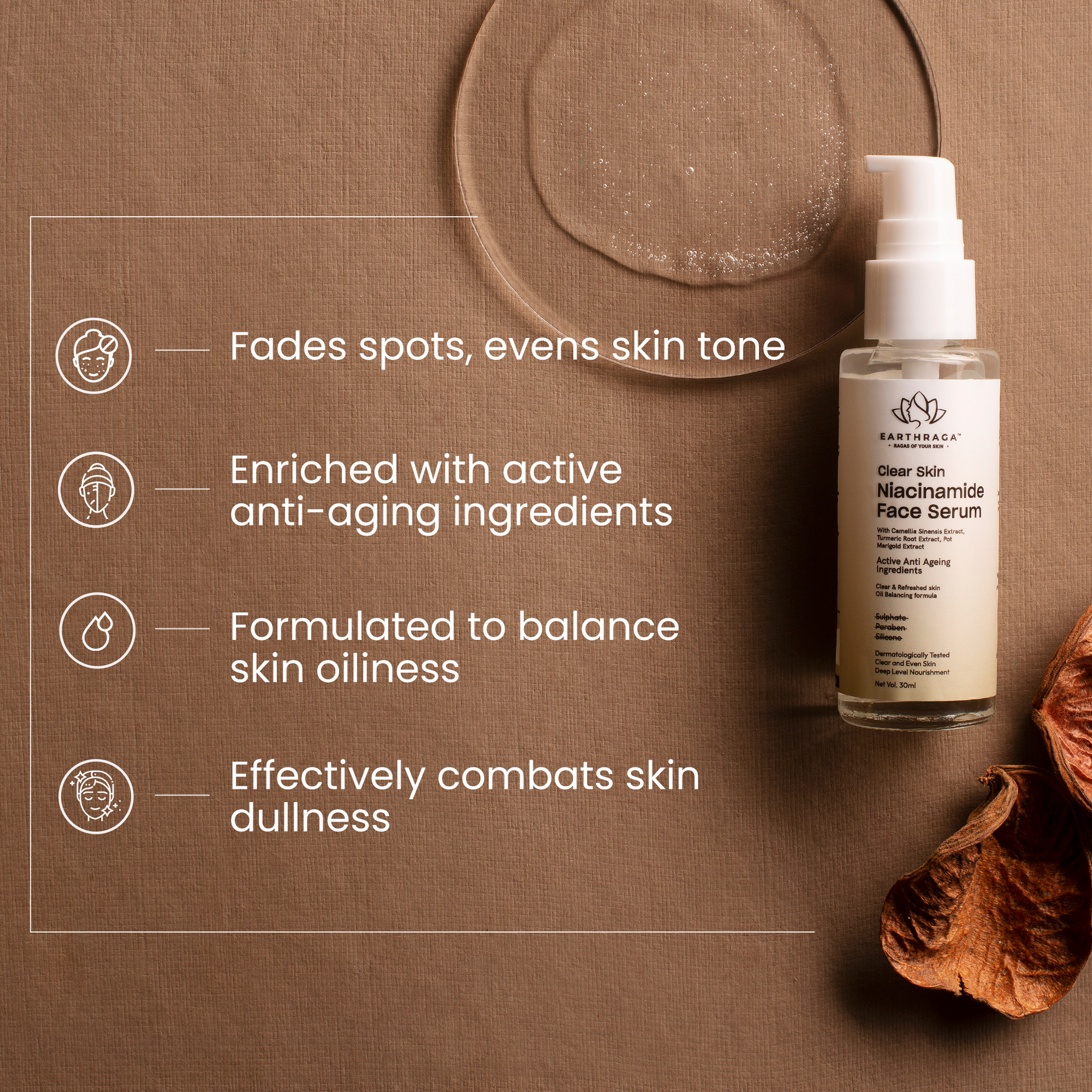 Niacinamide Serum | Brightens Skin | Fades Dark Spots | Promotes Even Skin Tone | Reduces Inflammation & Redness | 30ml