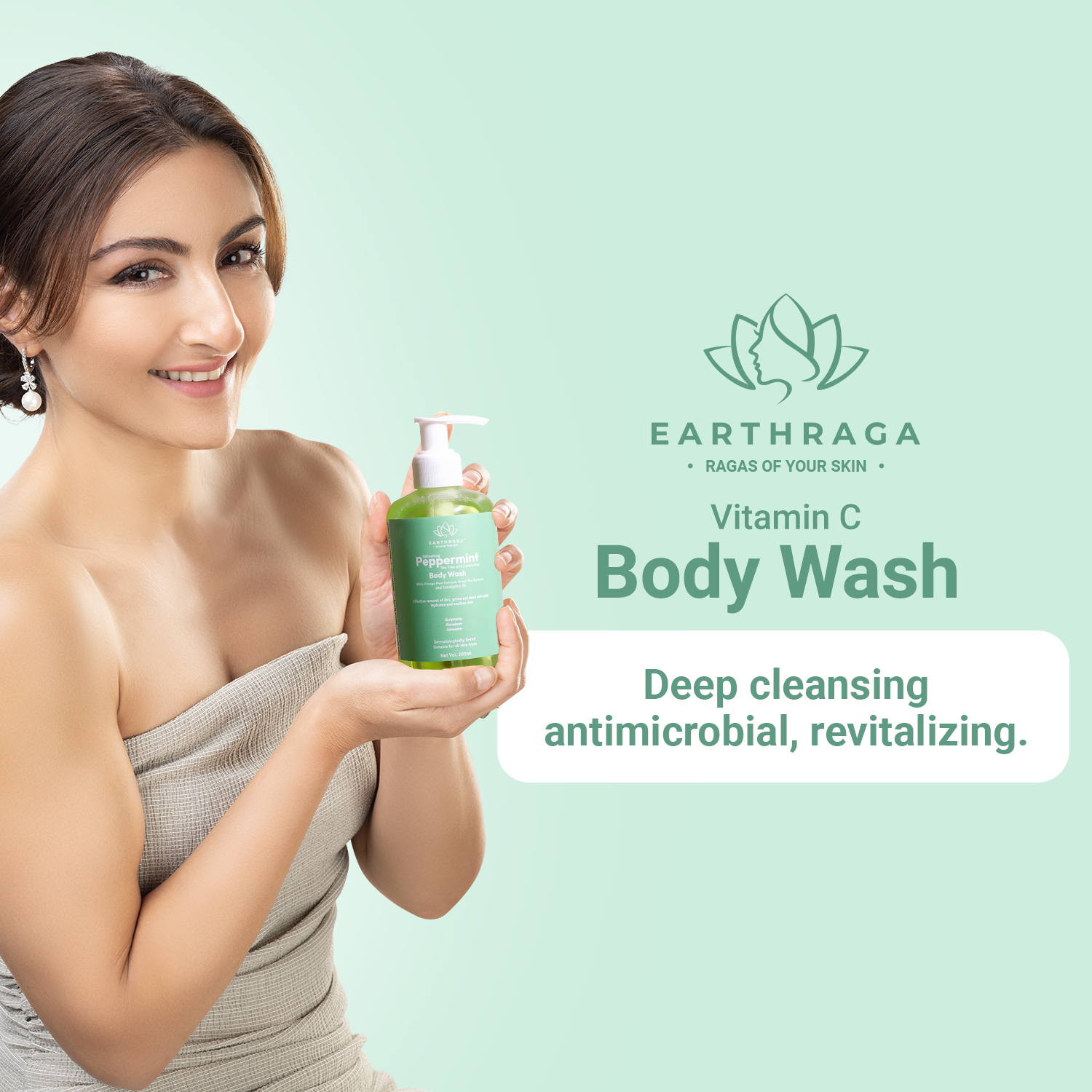 Refreshing Peppermint, Tea Tree and Eucalyptus Body Wash | Cleanses Blocked Pores | Promotes Skin Lightening | Antibacterial & Antiseptic | 200 ml