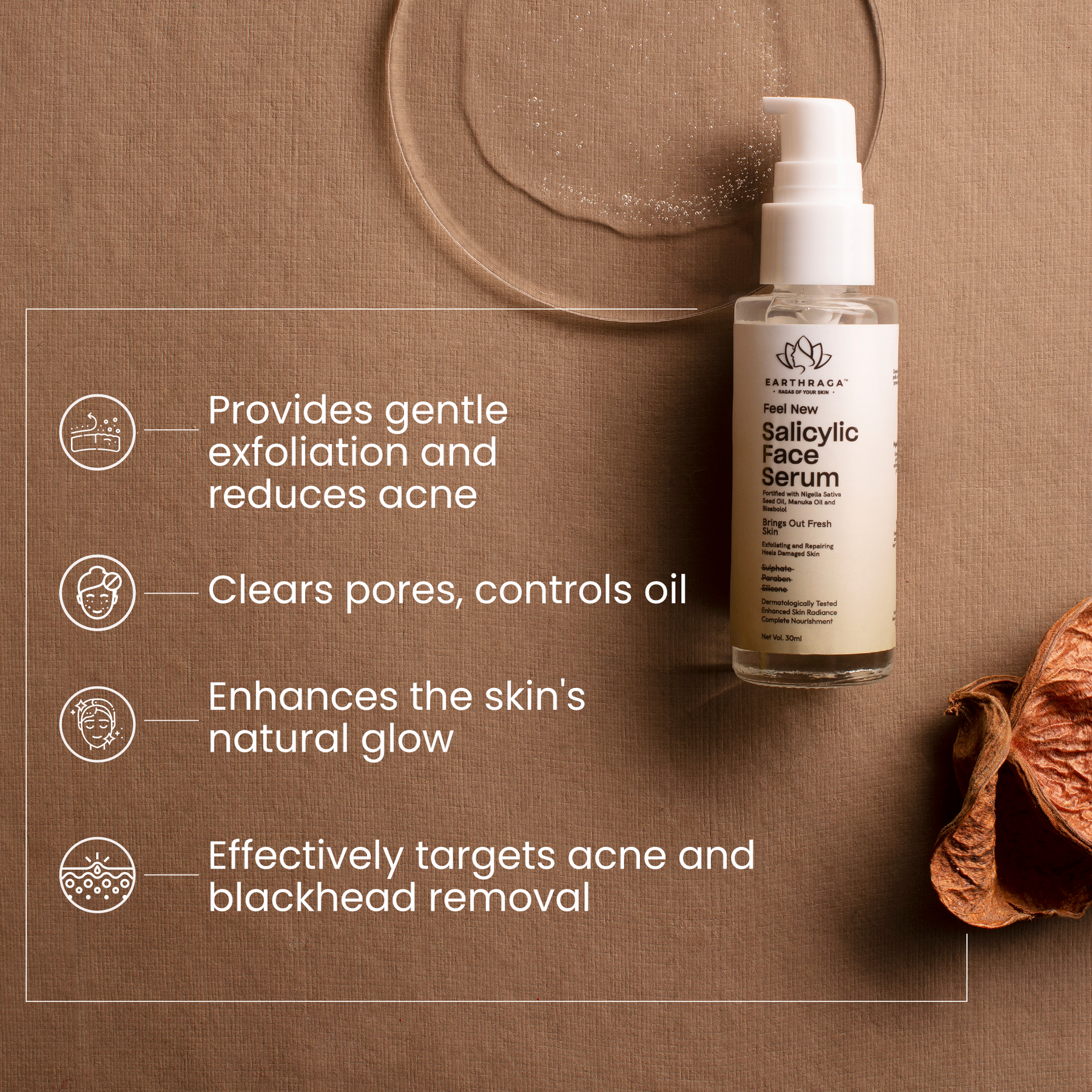 Salicylic Face Serum | Gently Exfoliates & Hydrates Skin | Unclog Pores & Controls Excess Oil Production | Reduces | Acne | 30ml