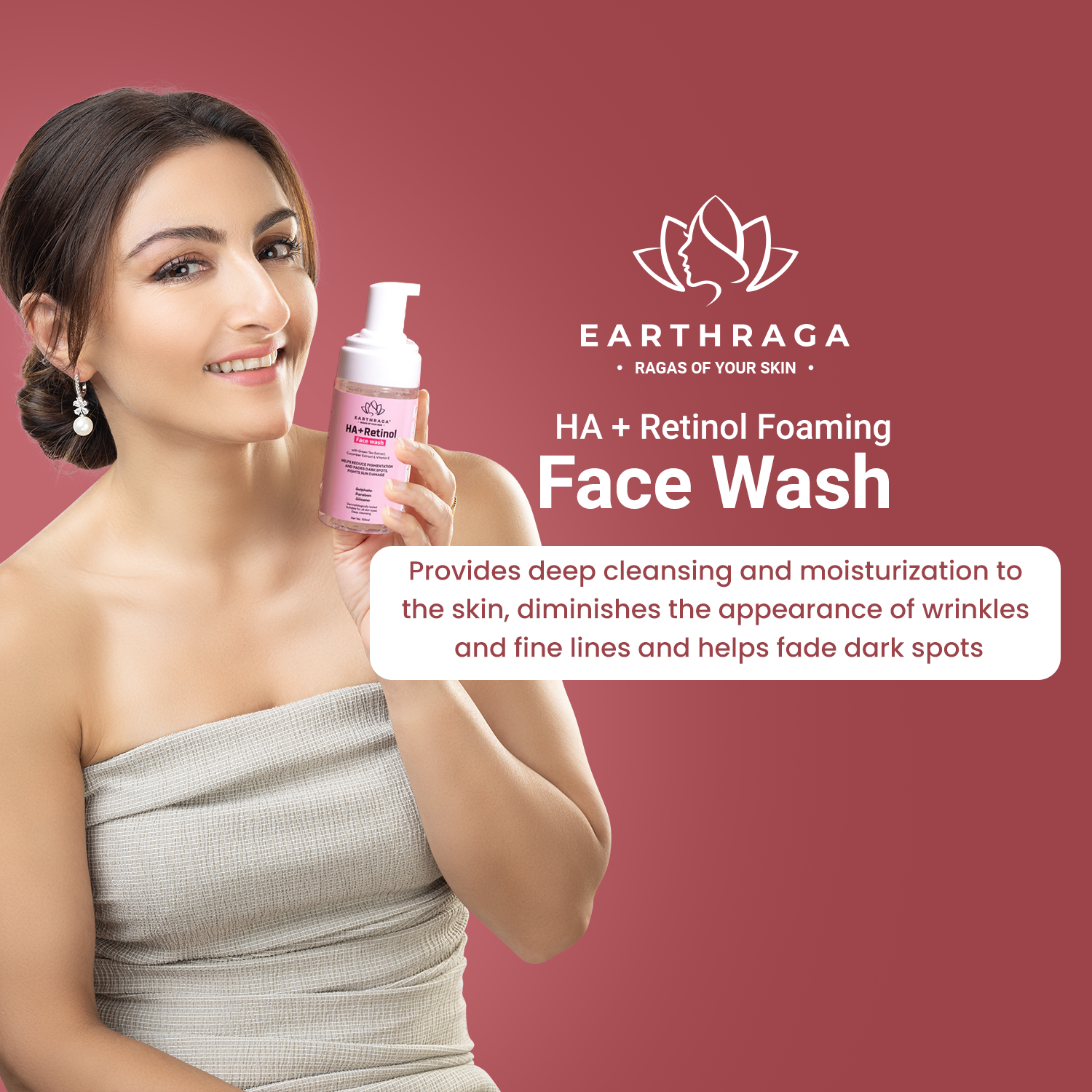 HA + Retinol Foaming Face Wash | Anti-Wrinkle Age-Defying | Moisturizes & Fades Dark Spots | 100ml