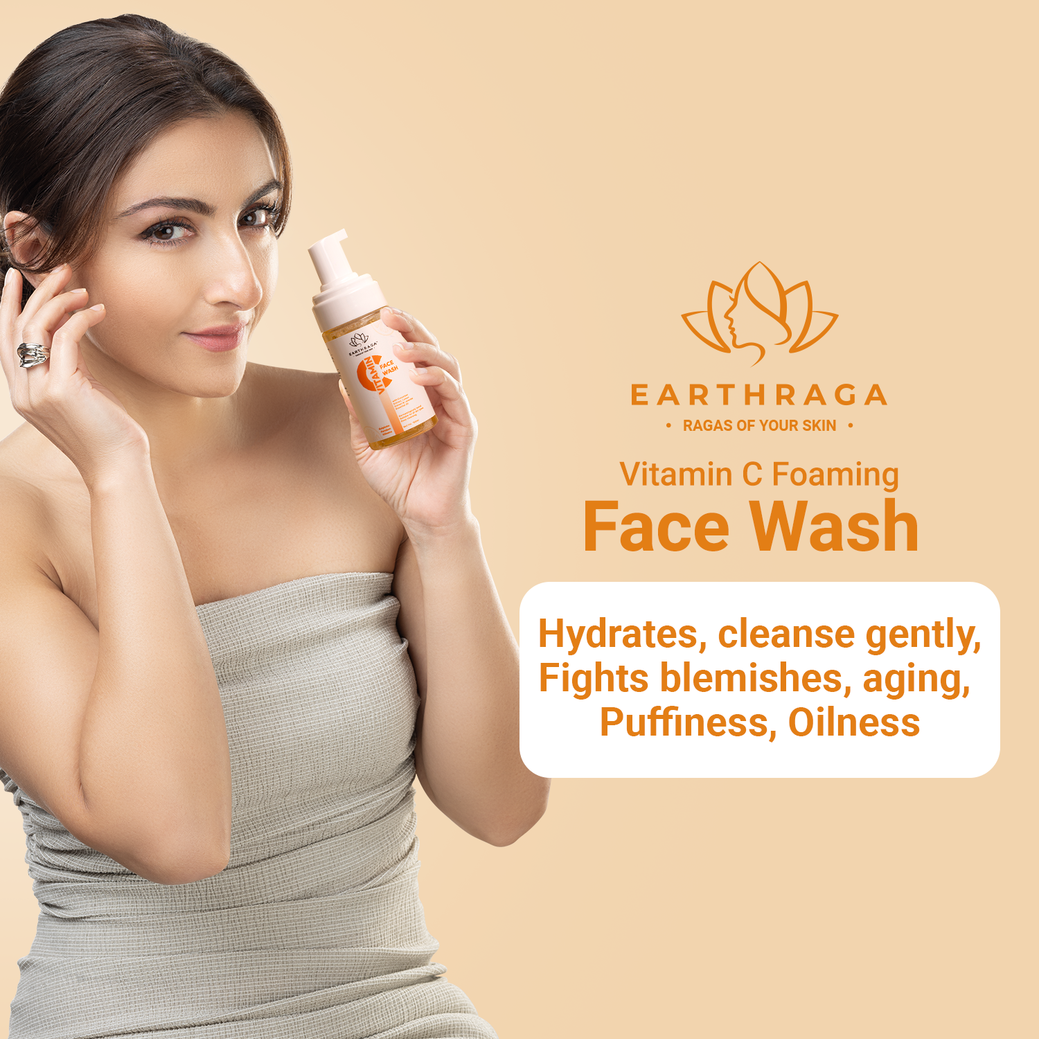 Vitamin C Foaming Face Wash | Excess Oil Control | Minimizes Skin Puffiness | Fades Dark Spots | 100ml