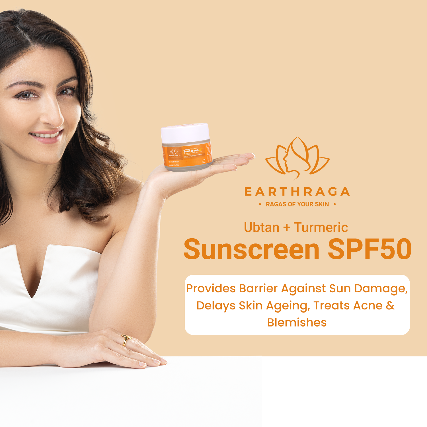 Ubtan + Turmeric Sunscreen SPF50 Matte | Provides Barrier Against Sun Damage | Delays Skin Ageing | Treats Acne & Blemishes | 100ml