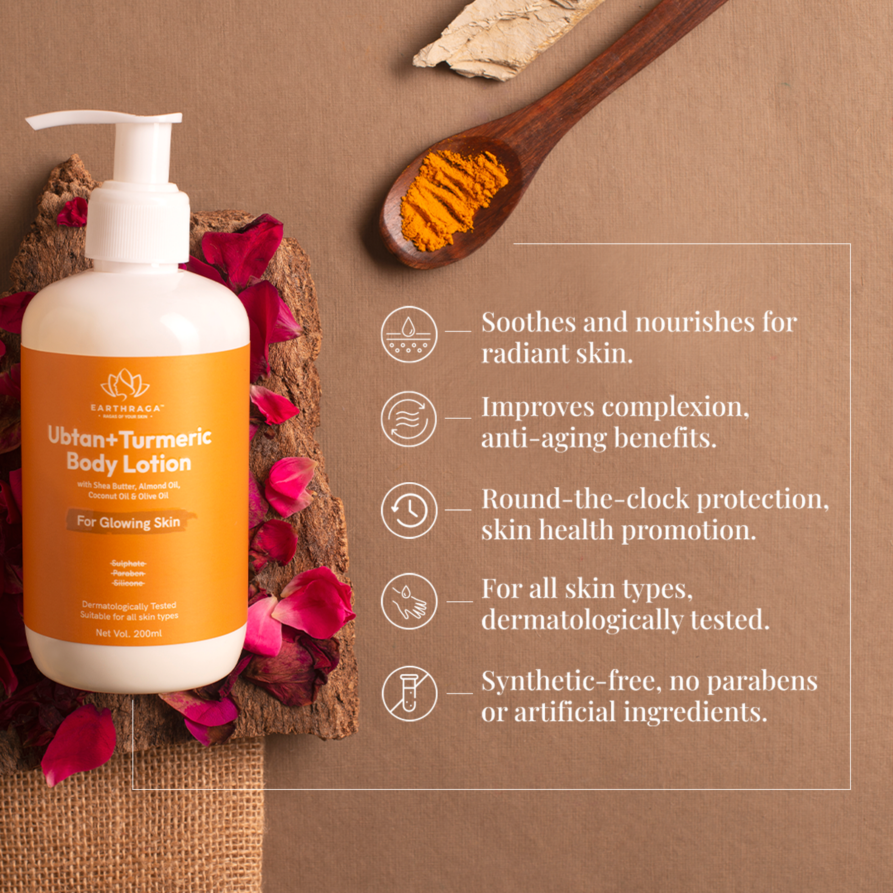 Ubtan + Turmeric Body Lotion | Deeply Moisturizes & Nourishes Skin | Rich In Vitamins & Antioxidants Makes Skin Radiant & Glowing | 200 gms