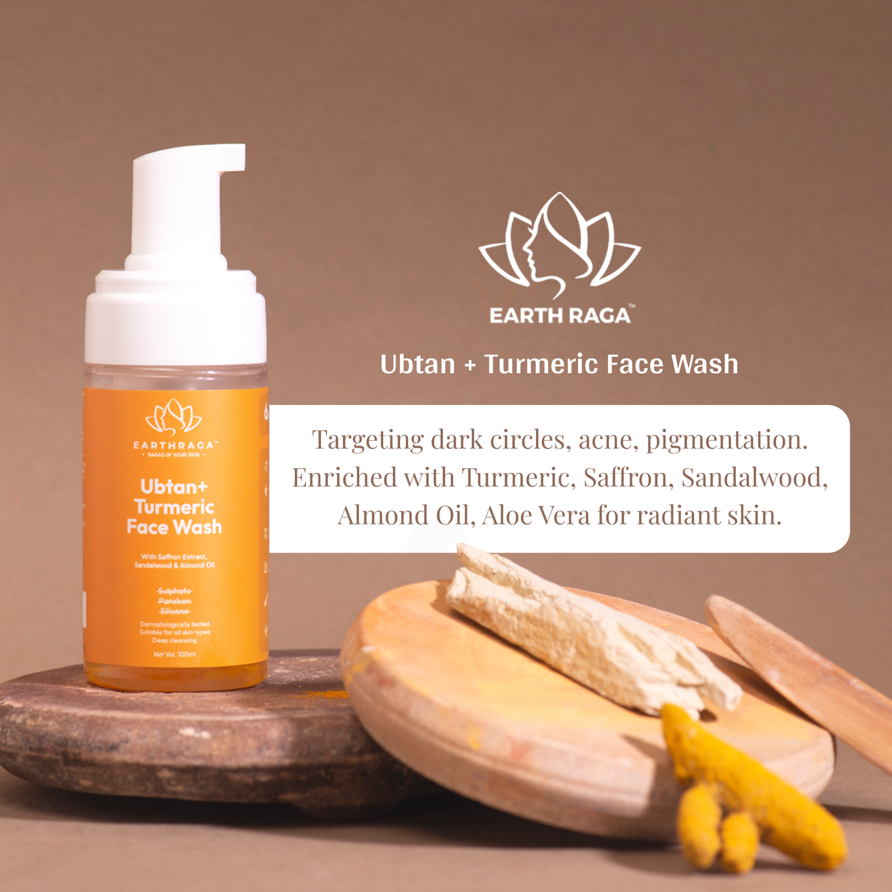Ubtan + Turmeric Foaming Face Wash | Deep Cleansing & Skin Brightening | Treats Blemishes & Pigmentation | 100ml