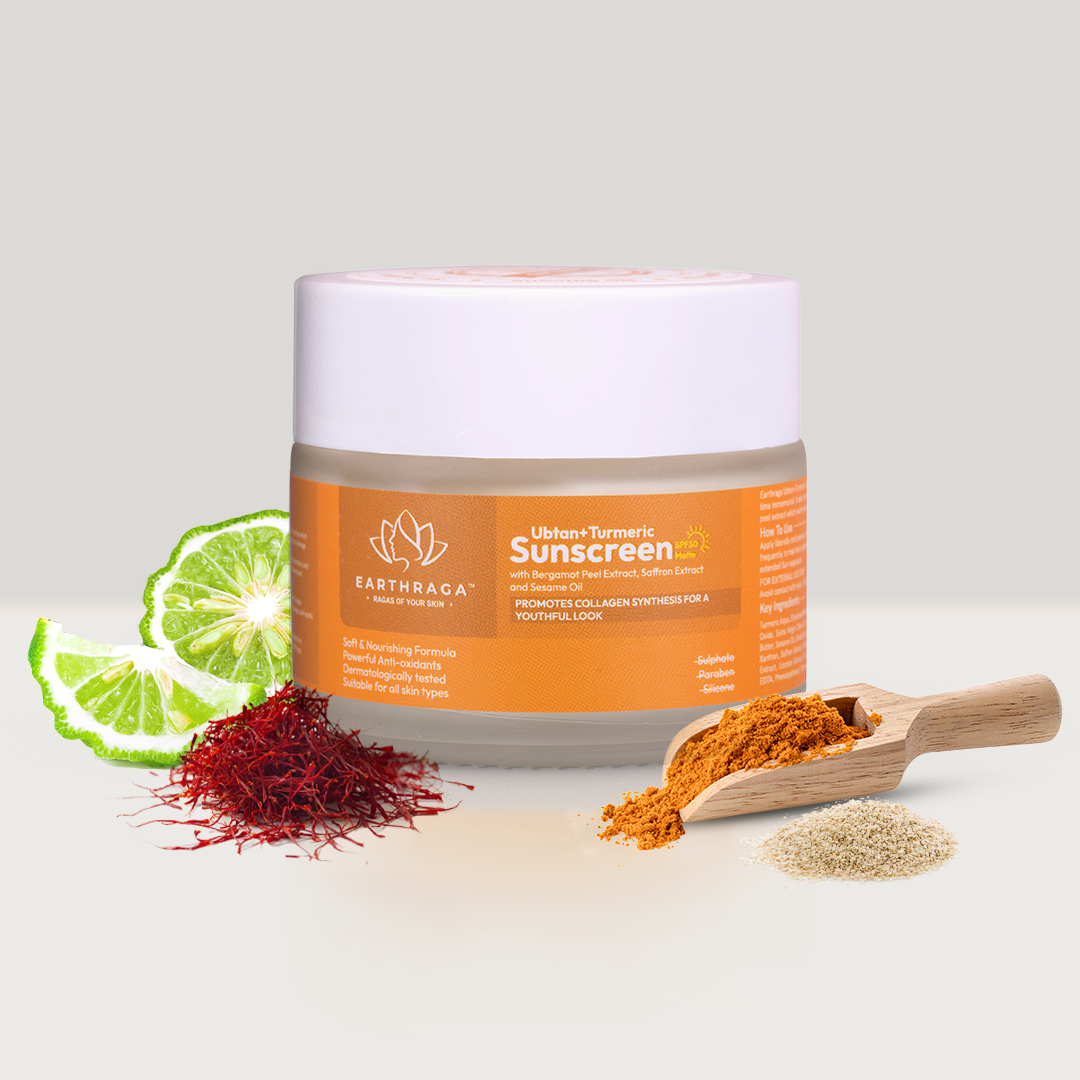 Ubtan + Turmeric Sunscreen SPF50 Matte | Provides Barrier Against Sun Damage | Delays Skin Ageing | Treats Acne & Blemishes | 100ml