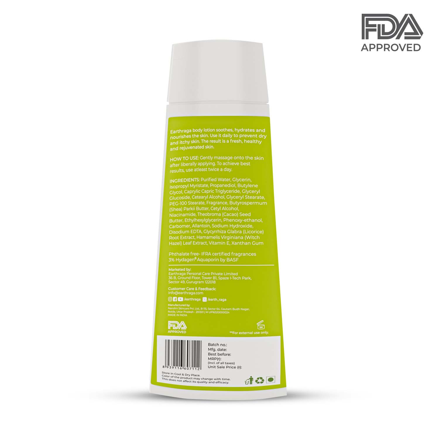 Earthraga Ultra Rich Body Lotion with Shea Butter & Vitamin E - Intense Moisture for Deep Nourishment