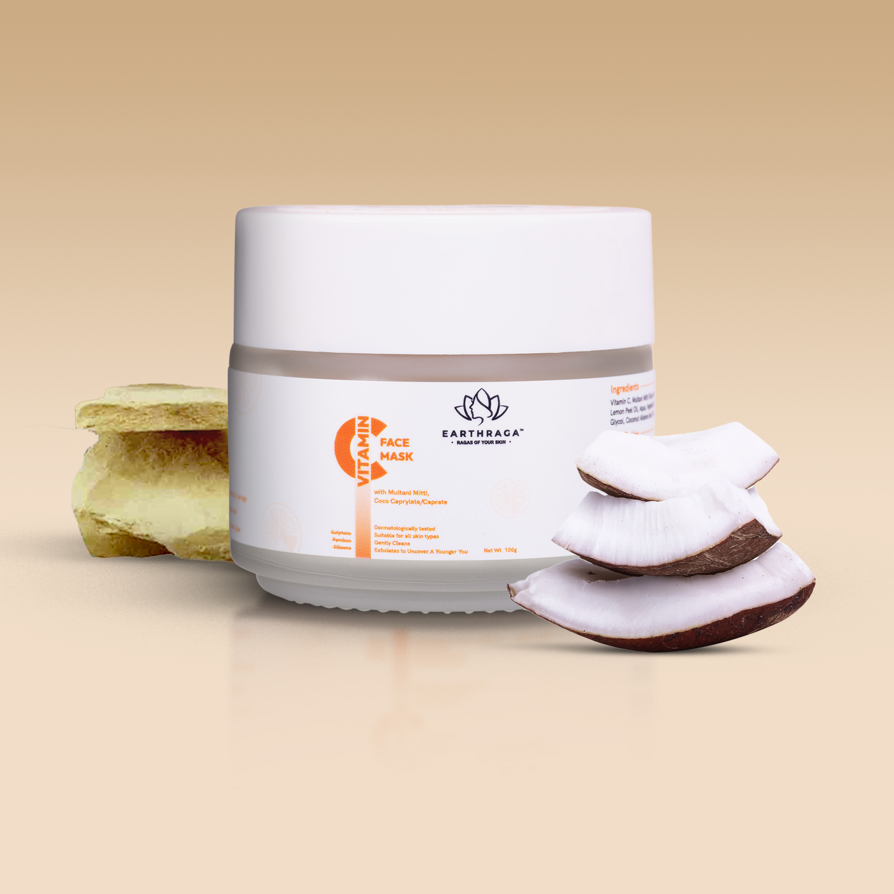 Vitamin C Face Mask | Imparts Radiant Glow | Antimicrobial & Detoxyfying | Absorbs Excess Oil | Minimizes Pores | 100gm