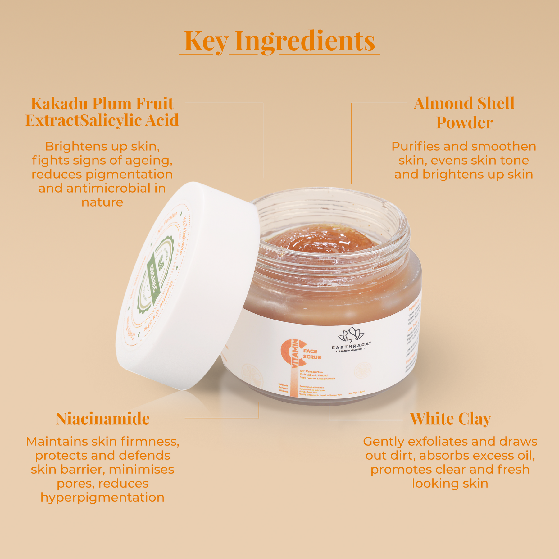 Vitamin C Face Scrub | Unclogs Pores | Reduces Hyperpigmentation | Brightens Skin Tone | 100ml