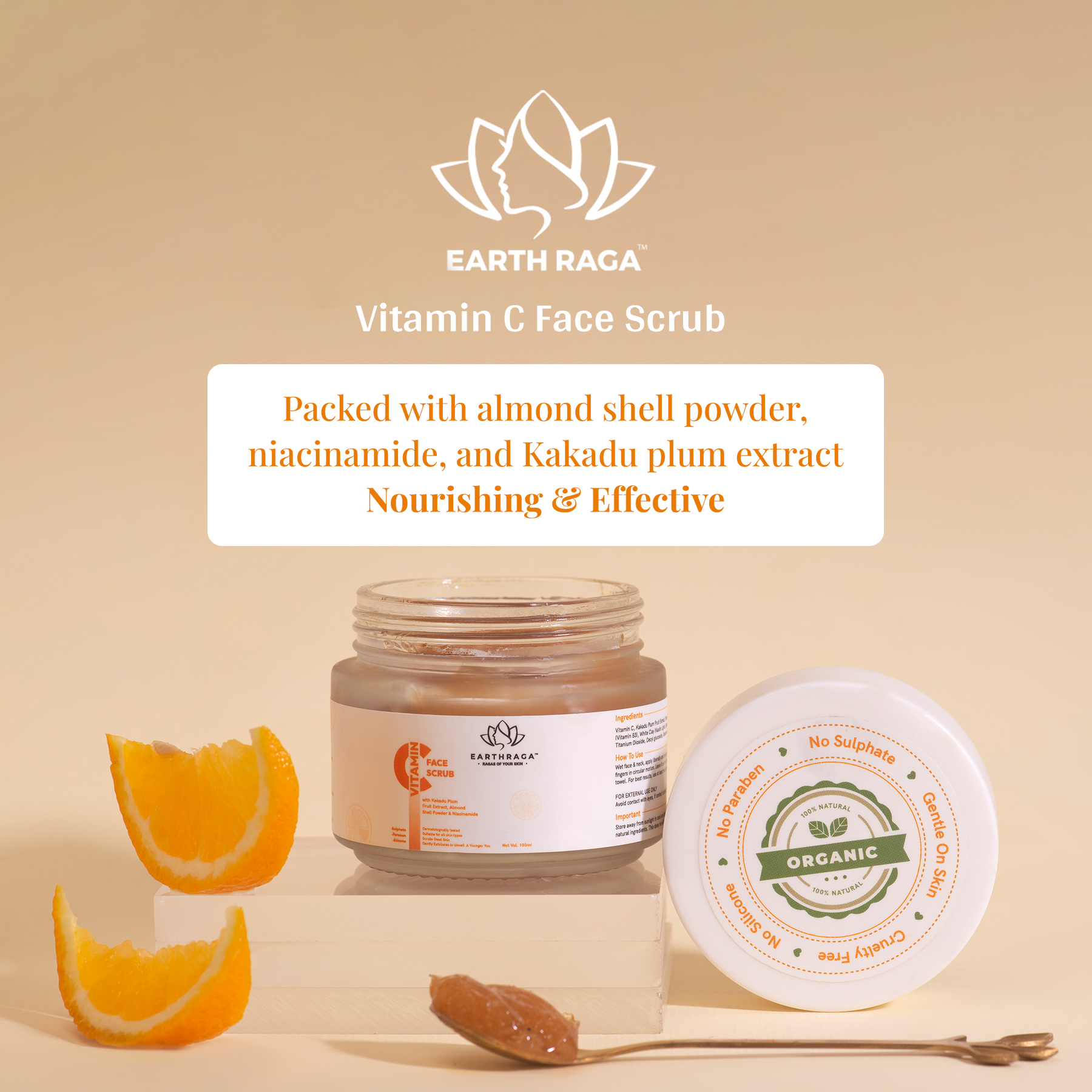 Vitamin C Face Scrub | Unclogs Pores | Reduces Hyperpigmentation | Brightens Skin Tone | 100ml