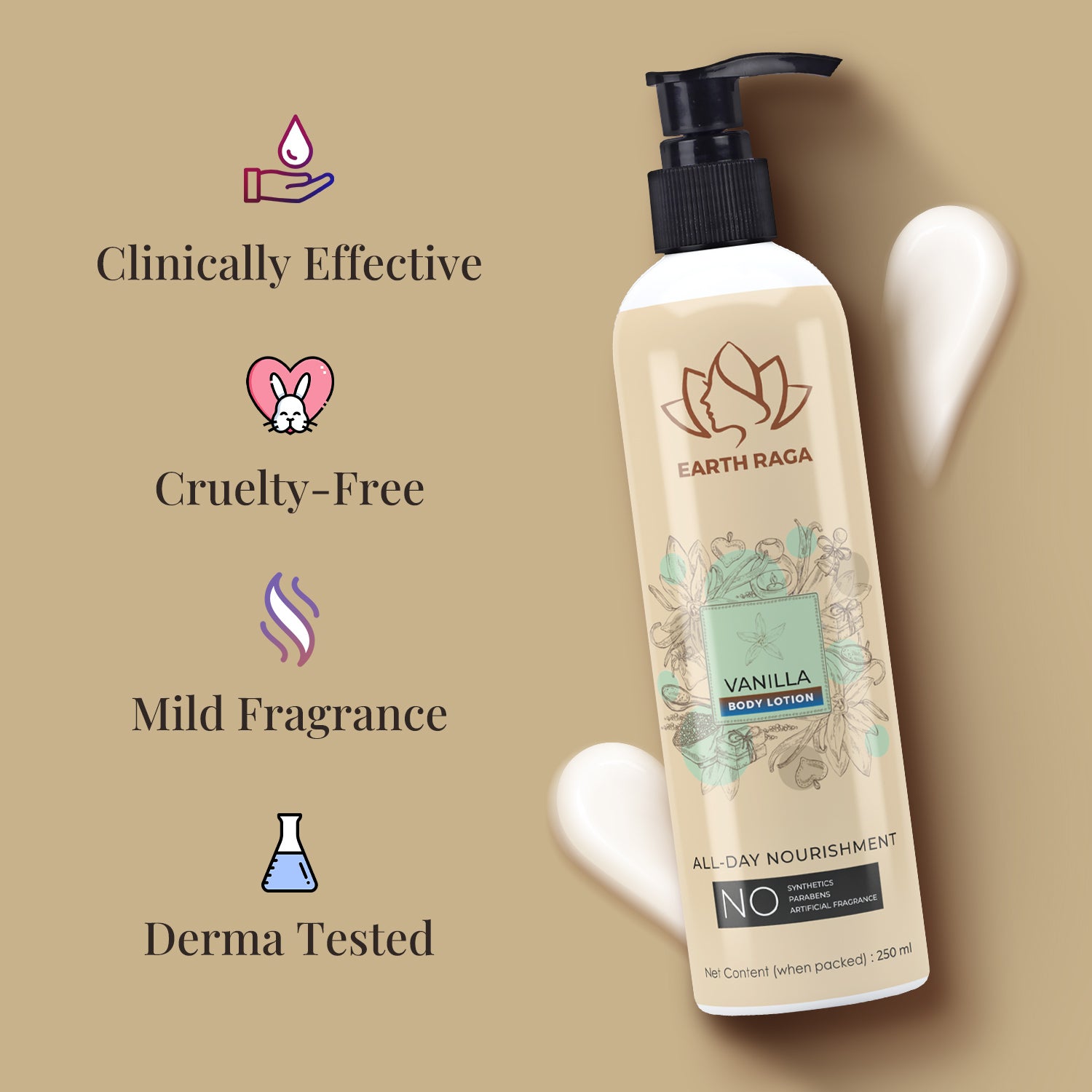 Vanilla Body Lotion | Nourishes & Moisturizes Skin | Rich In Antioxidants | Soothes Redness & Itchiness | 250gms