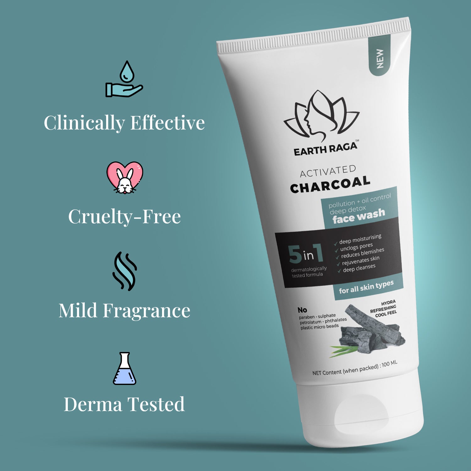Activated Charcoal Facewash | Removes Impurities & Dead Skin Cells | Controls Excess Oil | 100ml