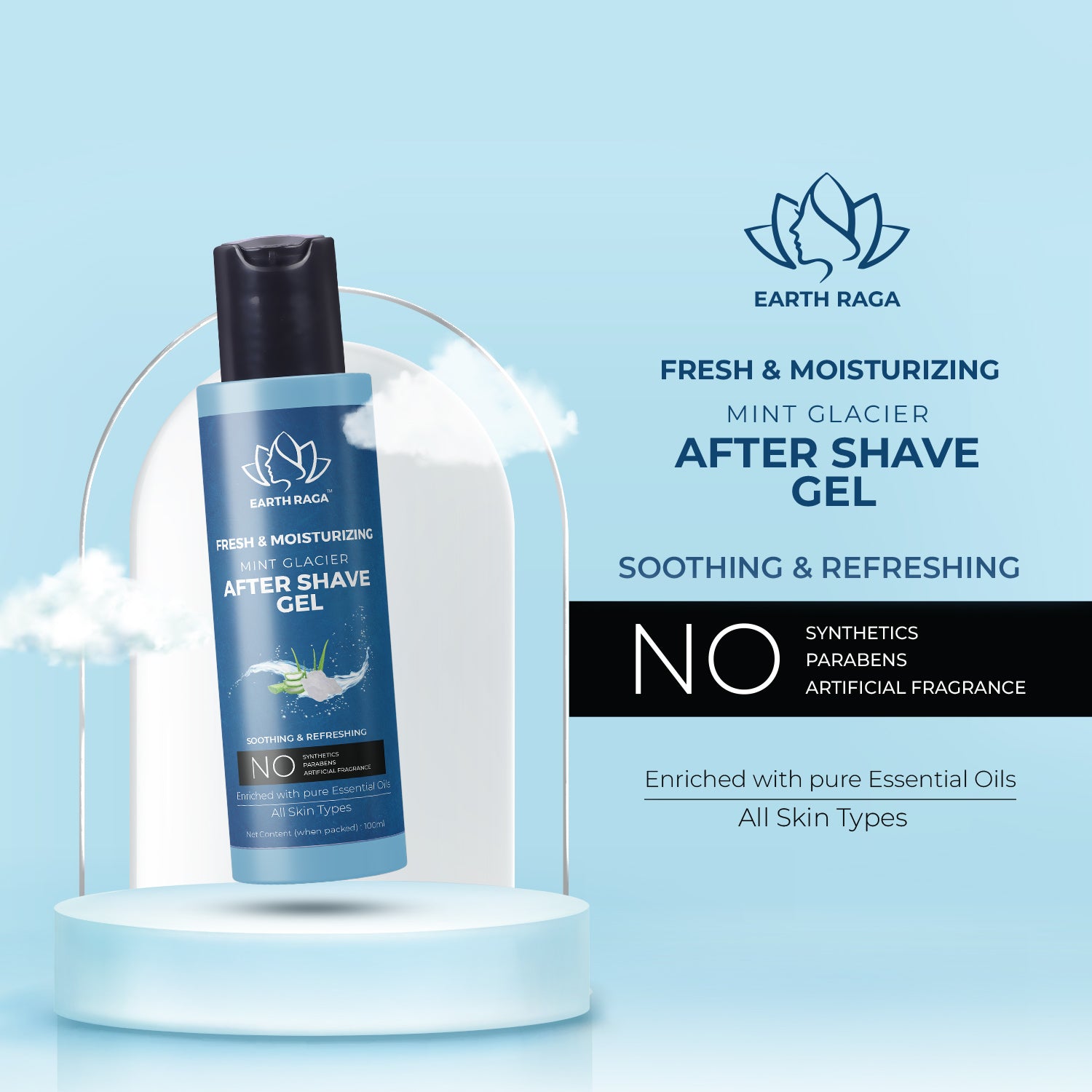 Mint Glacier Aftershave Gel | Reduces Irritation & Itching After Shaving | Provides Cooling Effect On Skin | Antiseptic | 100ml