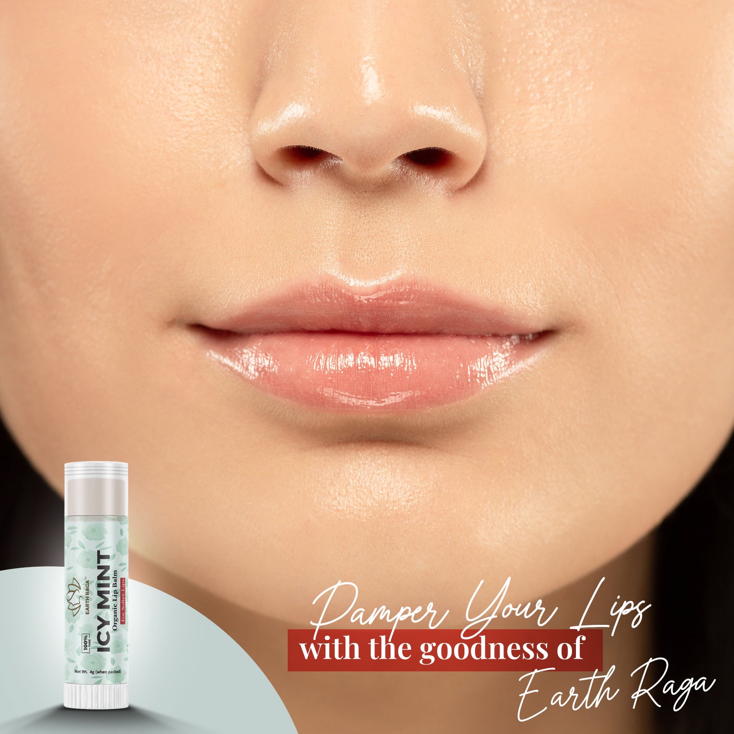 Icy Mint Organic Lip Balm 4g | Hydrates & Moisturize Dry Lips | Rich In Antioxidants & Vitamins | Makes Lips Pink