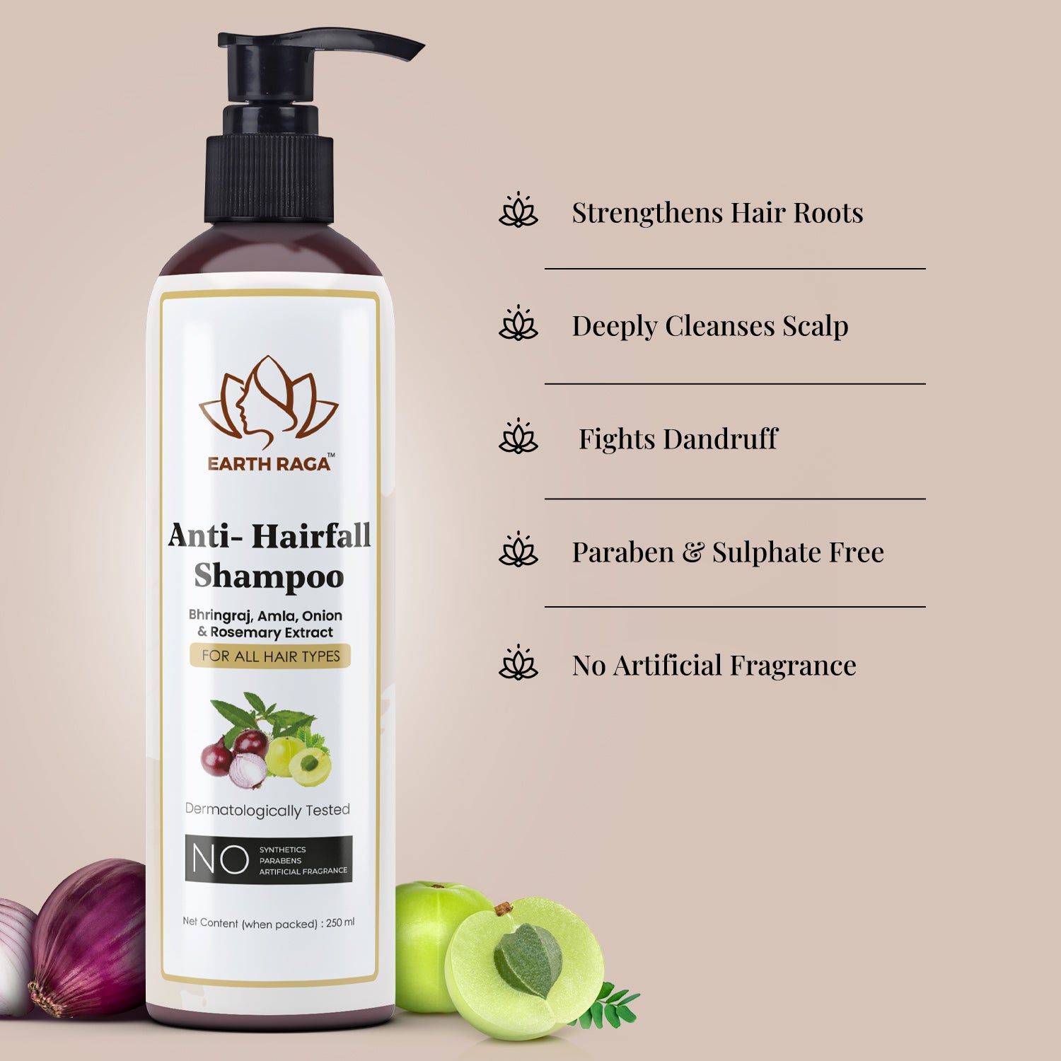 Anti-Hairfall Shampoo | Controls Hair Fall & Hair Thinning | Manages Dry & Frizzy Hair | Prevents Premature Greying | 250ml