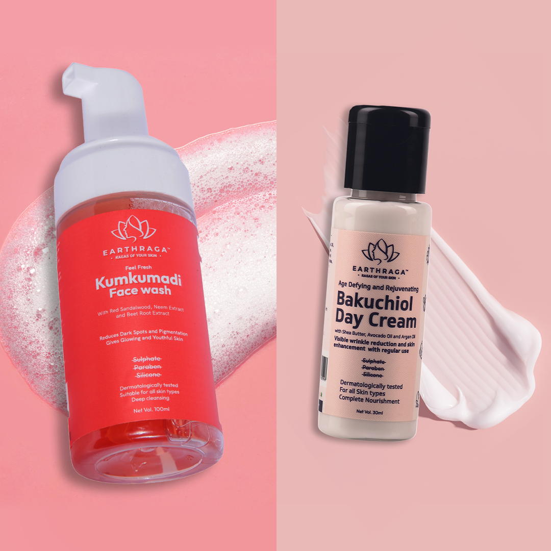 Kumkumadi Foaming Face Wash | 100ml X 2 + Bakuchiol Day Cream | 30 gm