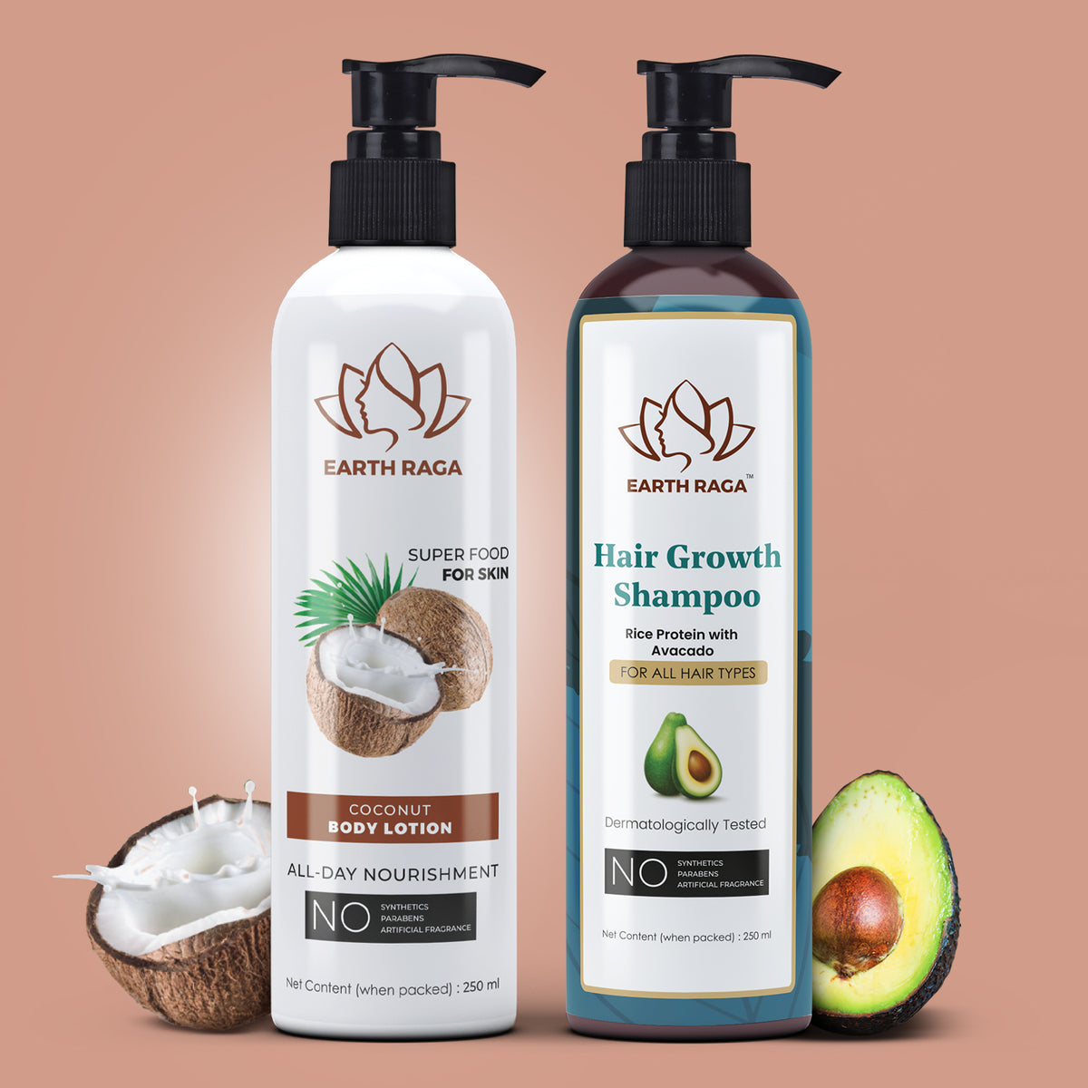 Coconut Body Lotion and Hair Growth Shampoo Combo - Perfect pack for Skin & Hair