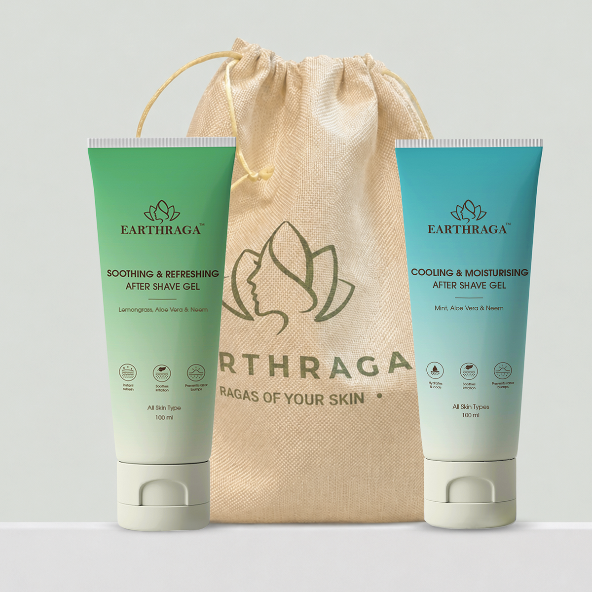 Gift Set - Lemon Grass Aftershave Gel | Mint Glacier After Shave Gel Moisturizes Skin | 100ml X 2