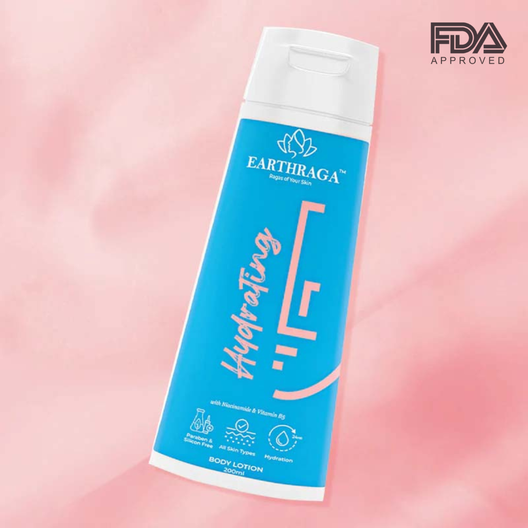 Earthraga Hydrating Body Lotion with Niacinamide & Vitamin B5 - contains 3% Hydagen Aquaporin