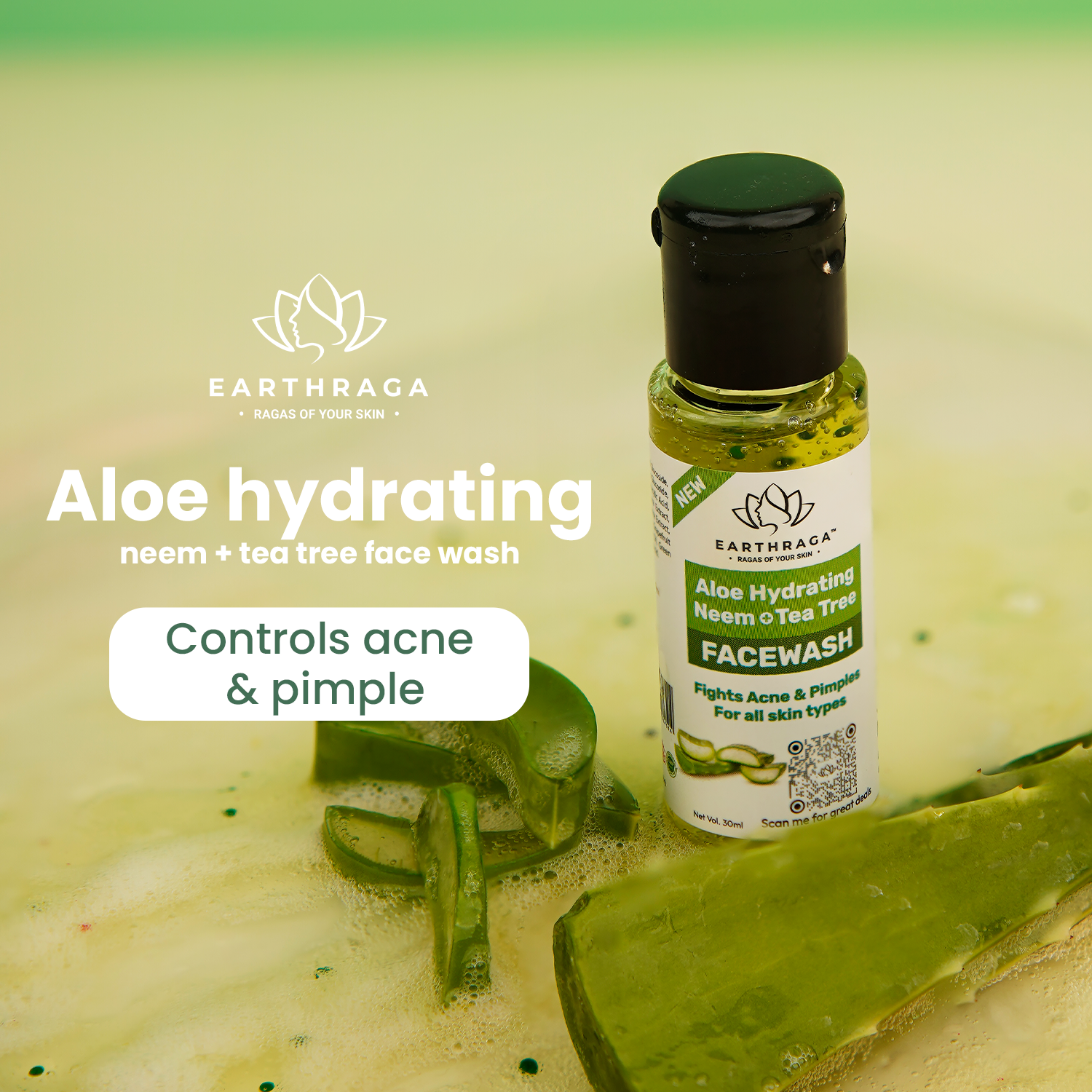 Aloe Vera Hydrating Neem Tea Tree Face Wash |  30 ml