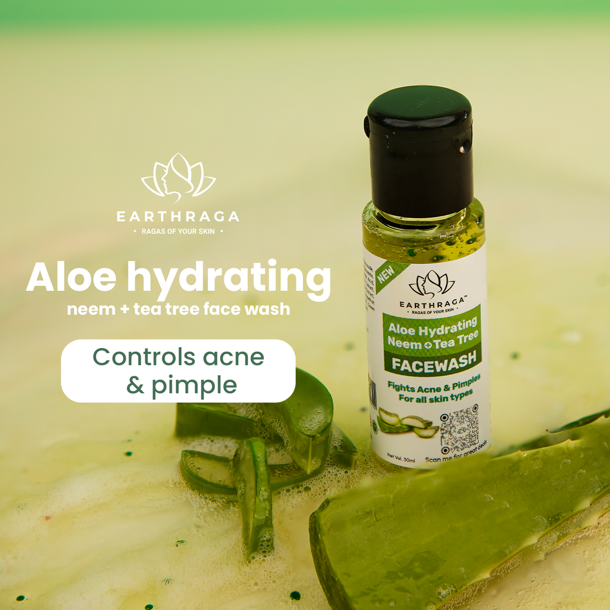Aloe Vera Hydrating Neem Tea Tree Face Wash |  30 ml